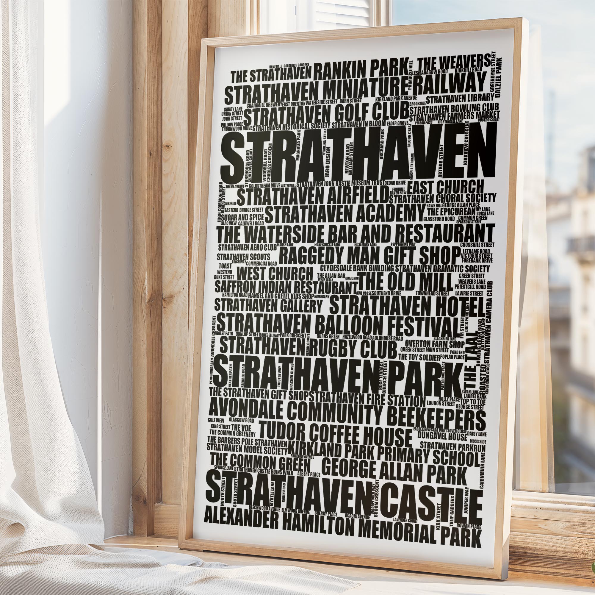 Strathaven - Premium Typographic Word Cloud Prints, Posters & Gifts