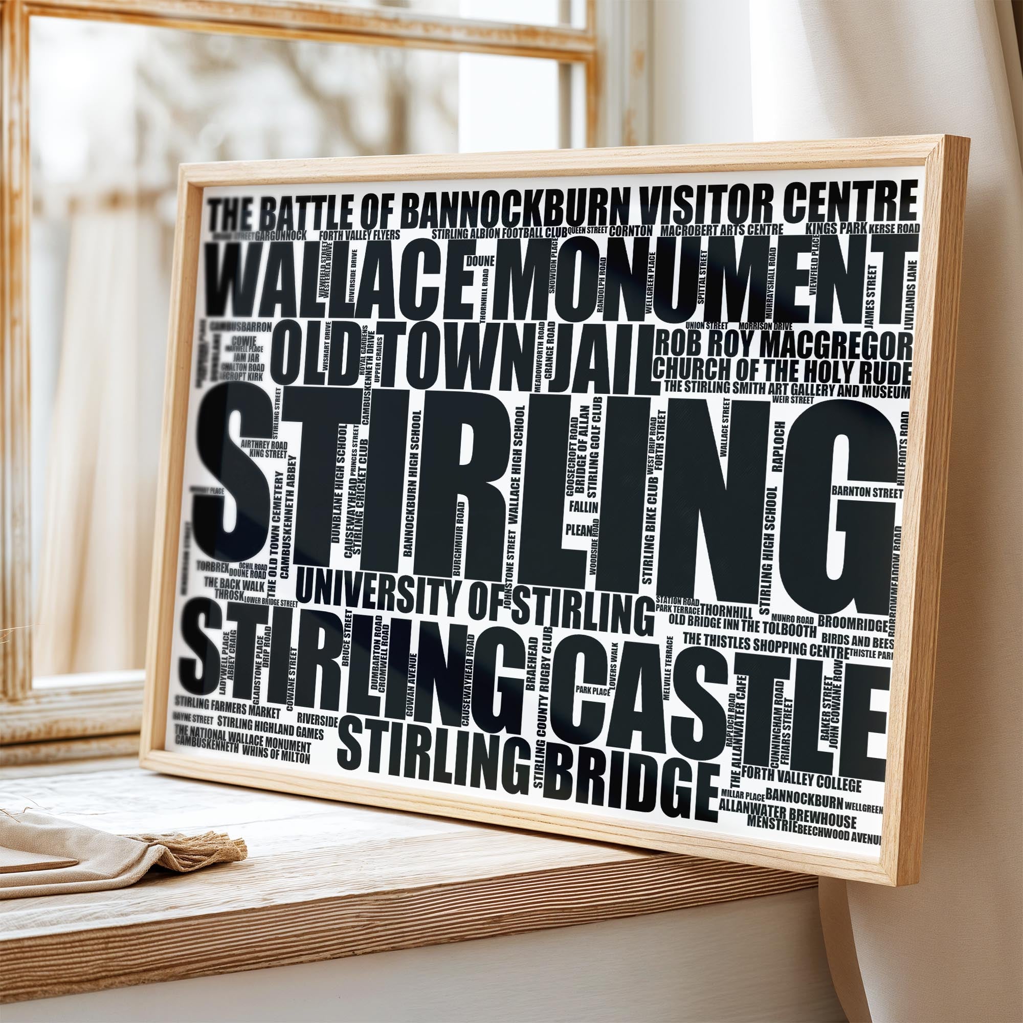 Stirling - Premium Typographic Word Cloud Prints, Posters & Gifts