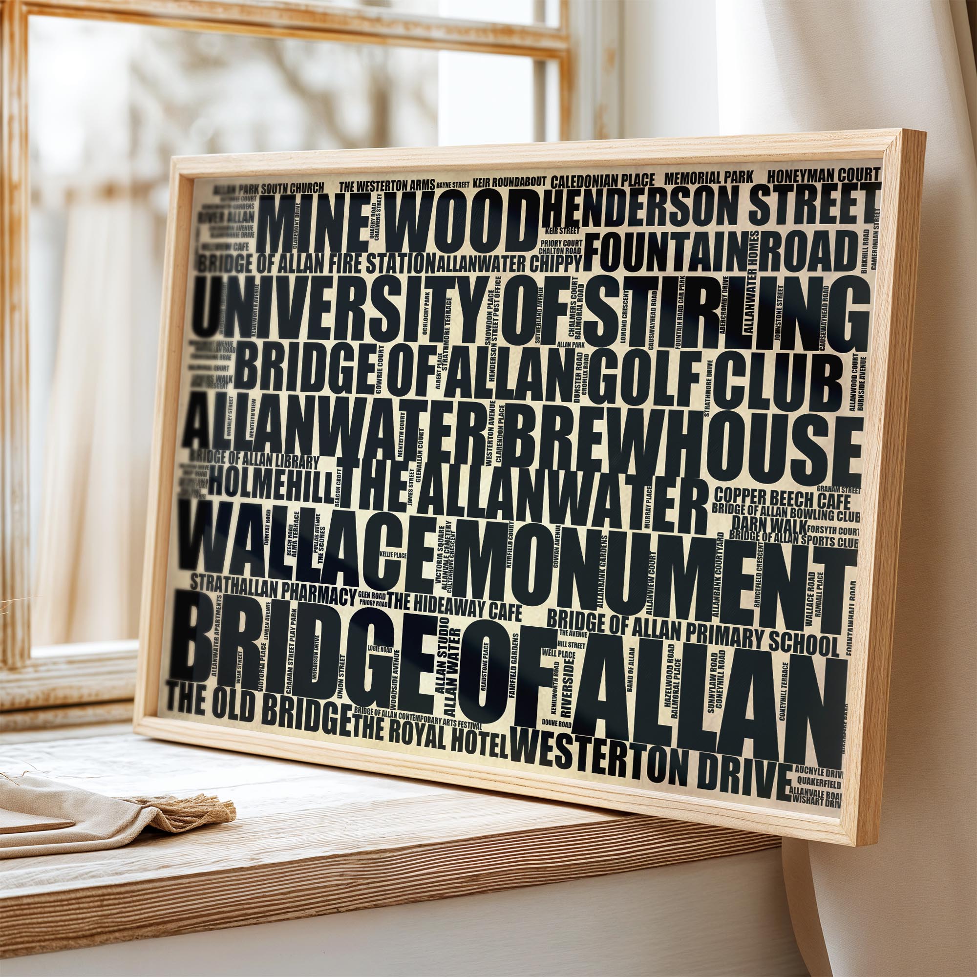 Bridge of Allan - Premium Typographic Word Cloud Prints, Posters & Gifts