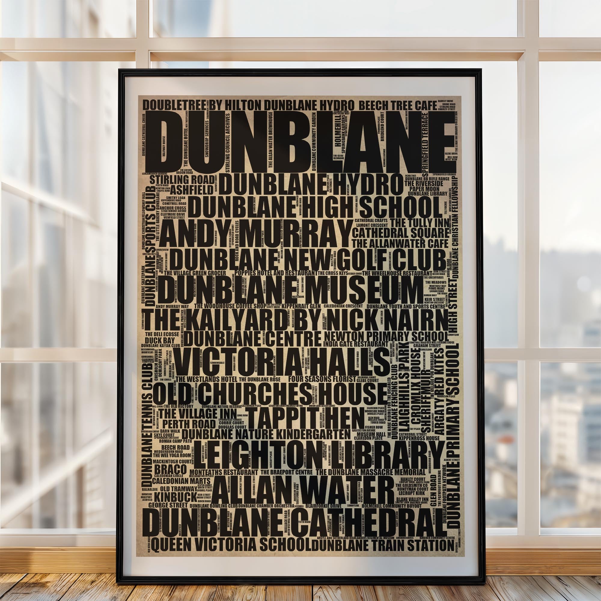 Dunblane - Premium Typographic Word Cloud Prints, Posters & Gifts