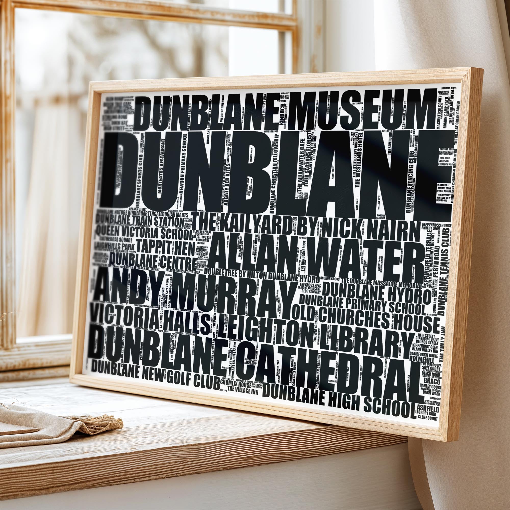 Dunblane - Premium Typographic Word Cloud Prints, Posters & Gifts