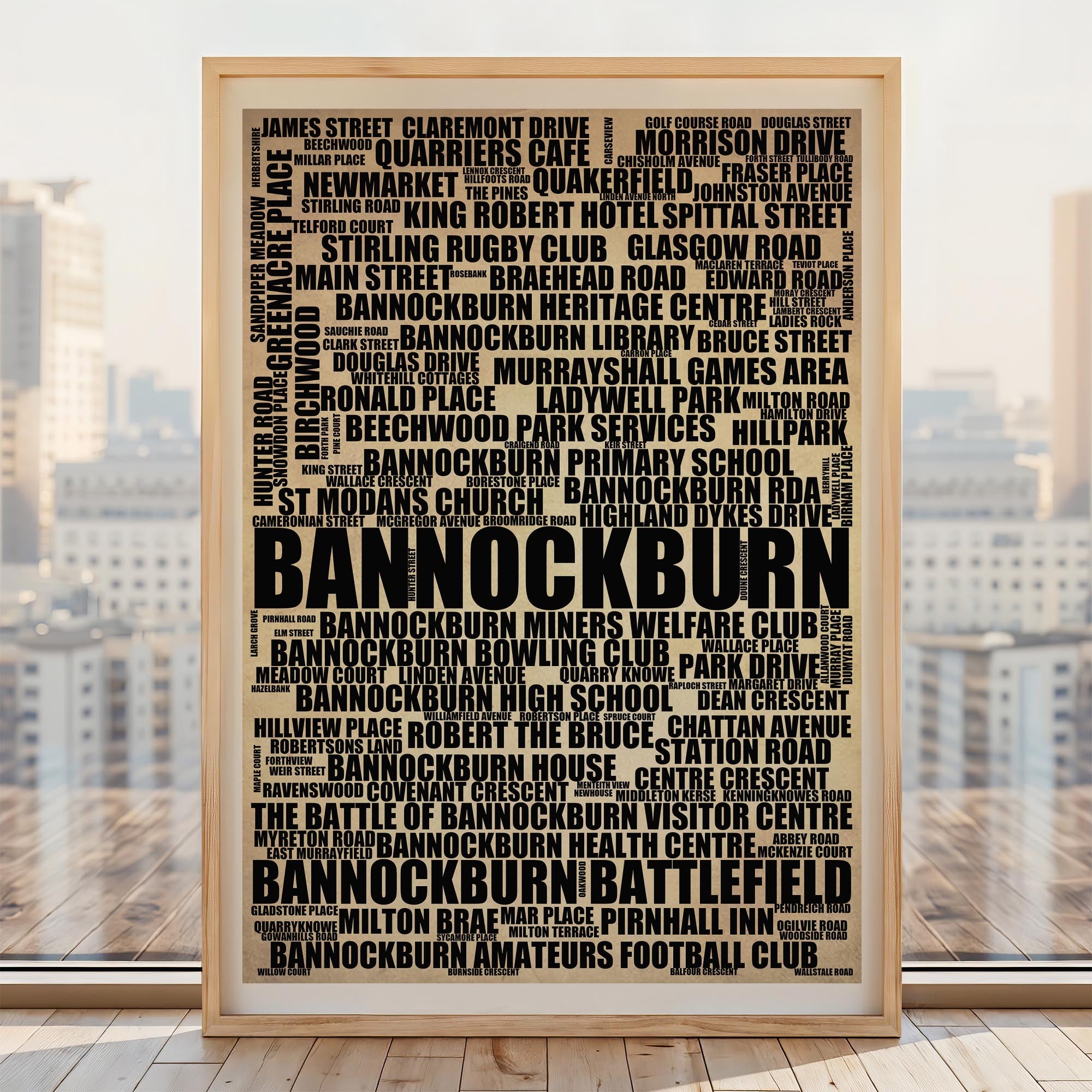 Bannockburn - Premium Typographic Word Cloud Prints, Posters & Gifts