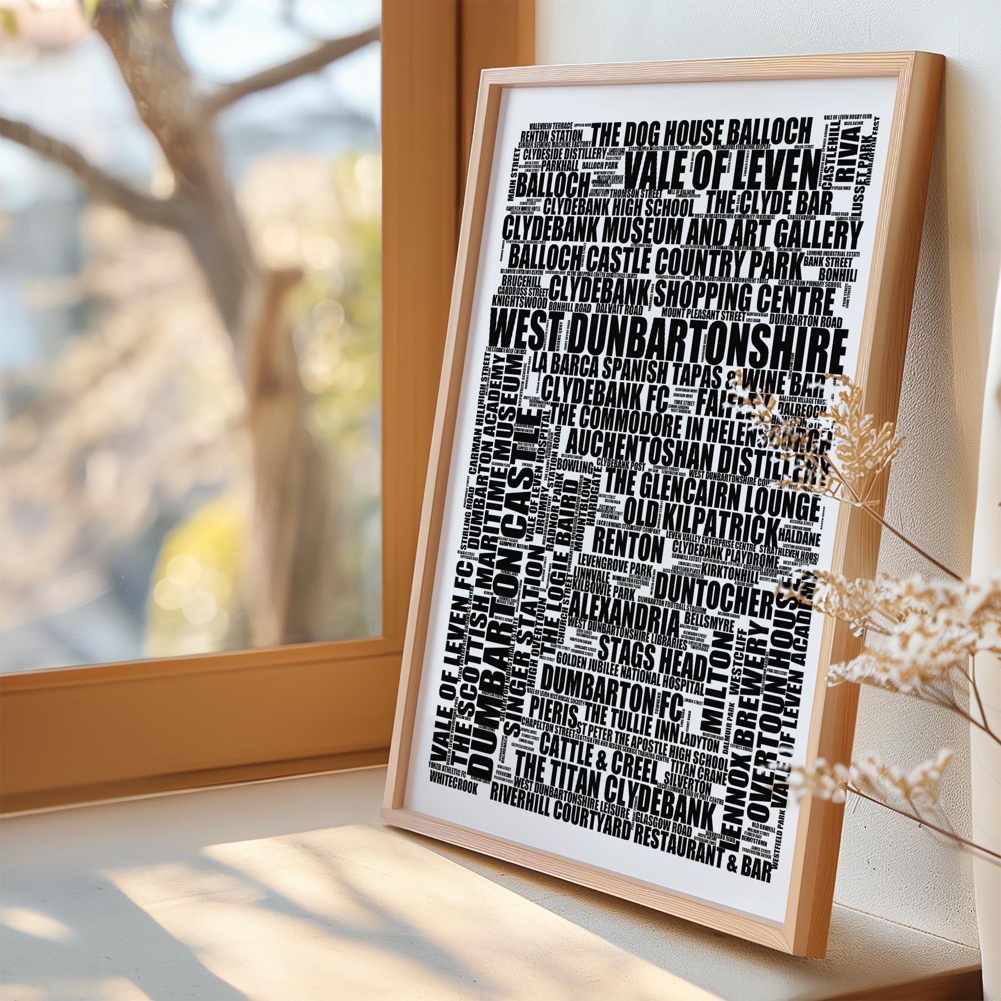 West Dunbartonshire - Premium Typographic Word Cloud Prints, Posters & Gifts