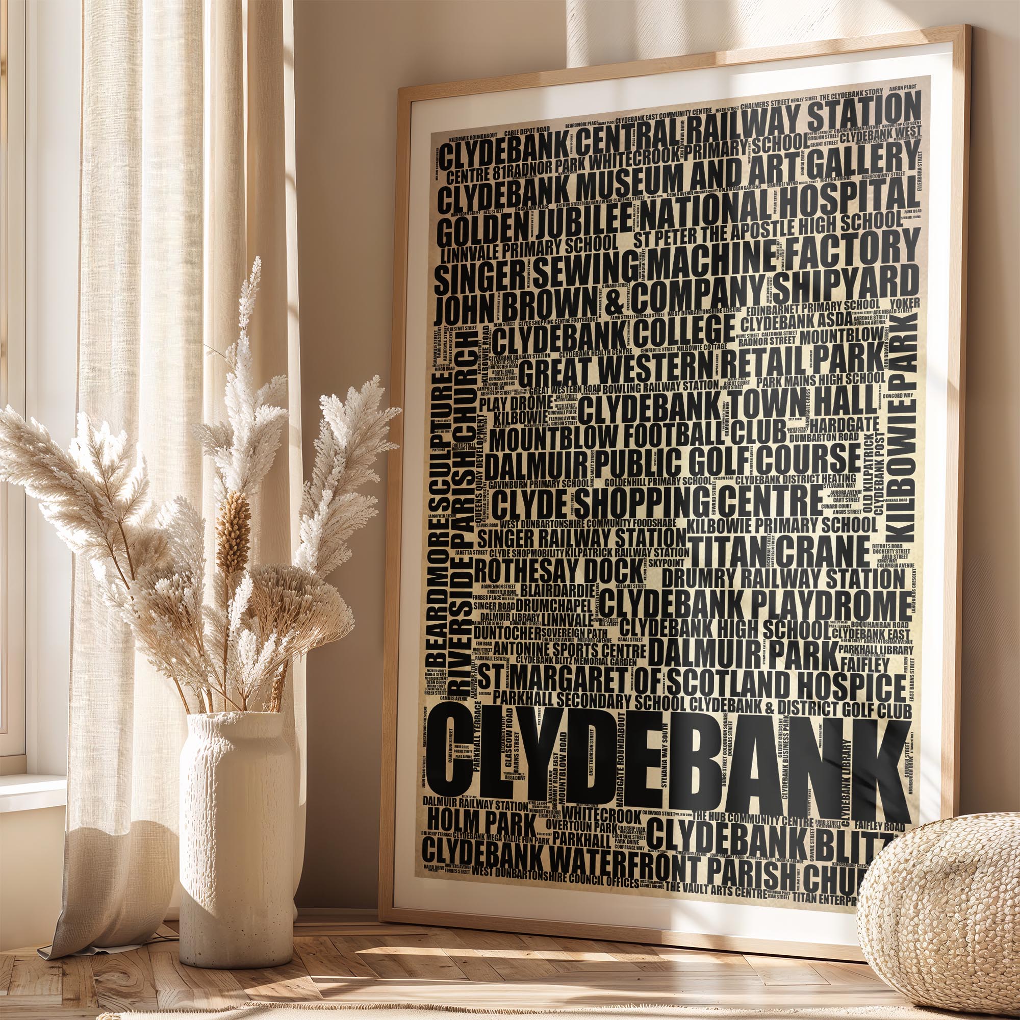 Clydebank - Premium Typographic Word Cloud Prints, Posters & Gifts