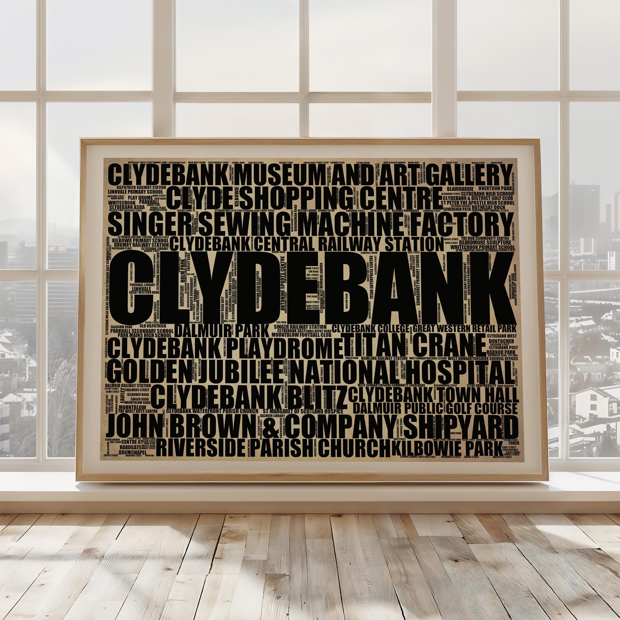 Clydebank - Premium Typographic Word Cloud Prints, Posters & Gifts