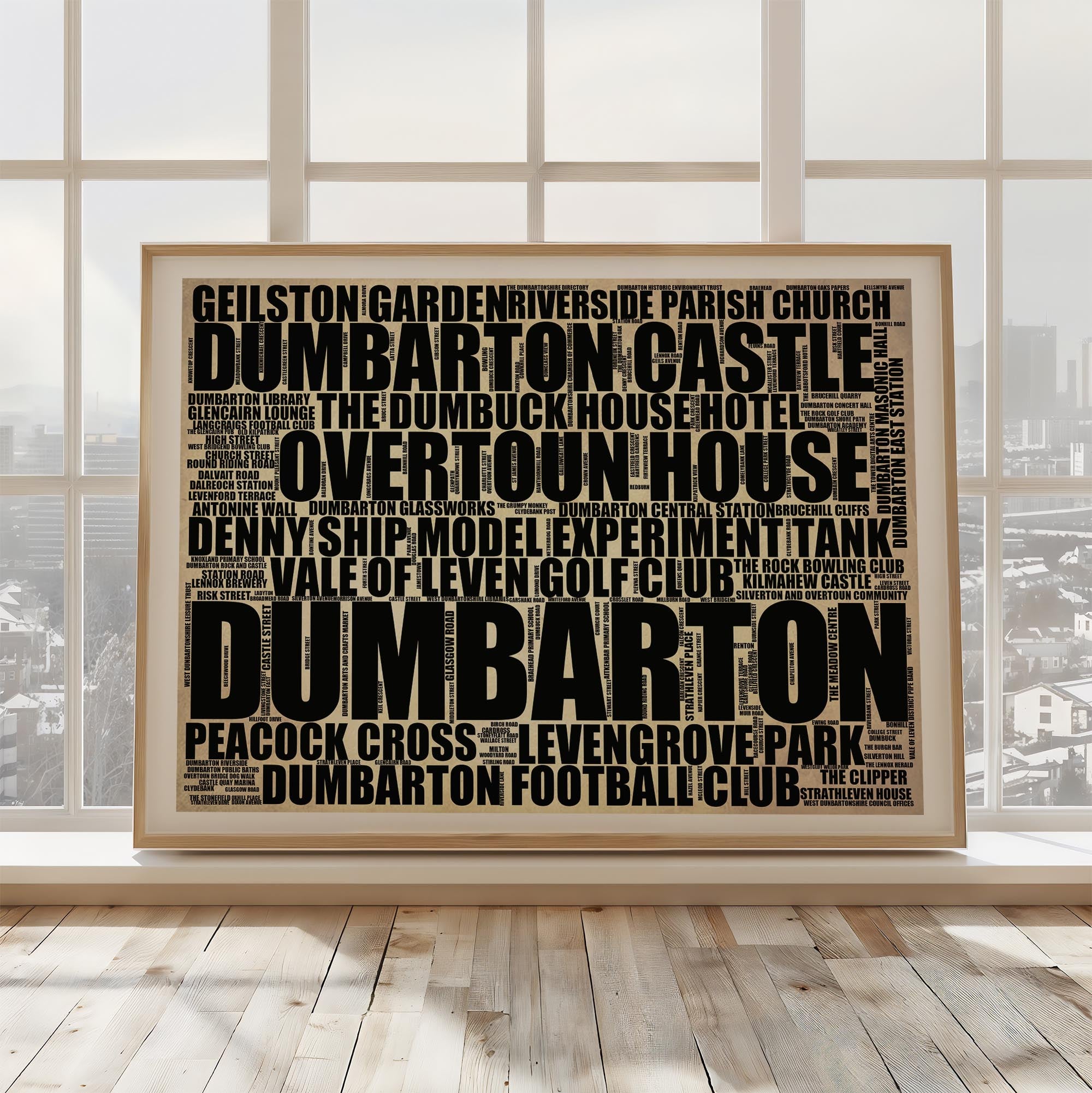 Dumbarton - Premium Typographic Word Cloud Prints, Posters & Gifts