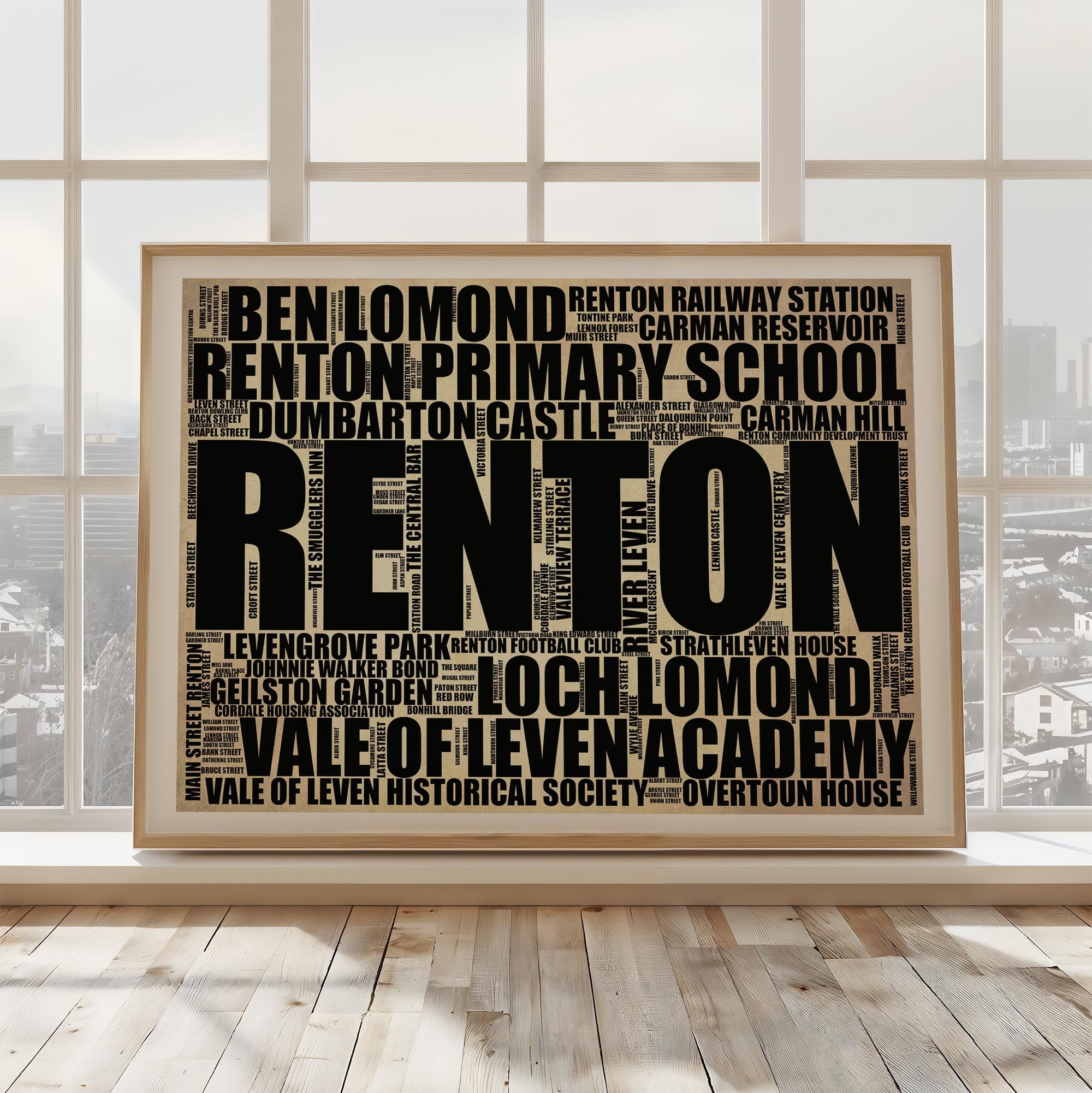 Renton - Premium Typographic Word Cloud Prints, Posters & Gifts