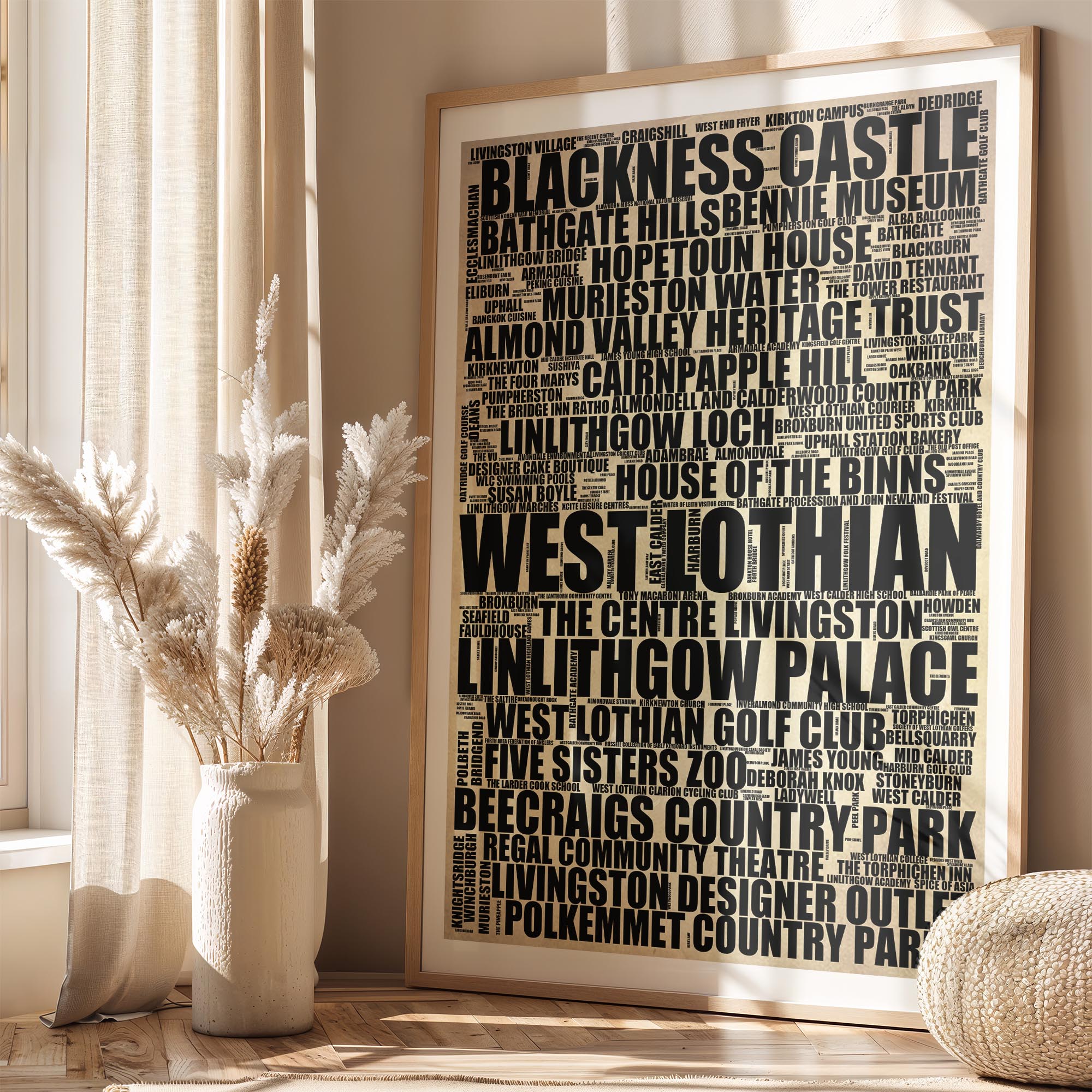 West Lothian - Premium Typographic Word Cloud Prints, Posters & Gifts