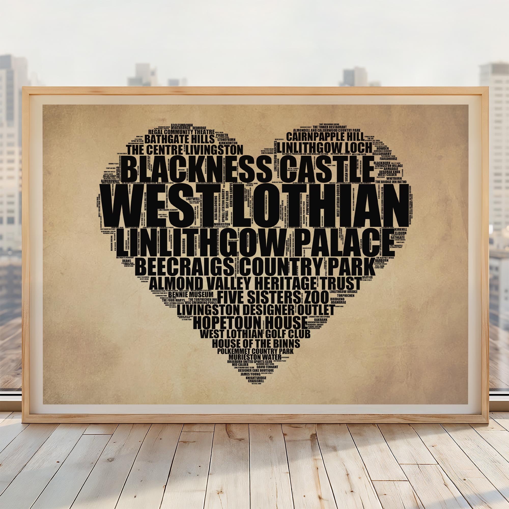 West Lothian - Premium Typographic Word Cloud Prints, Posters & Gifts