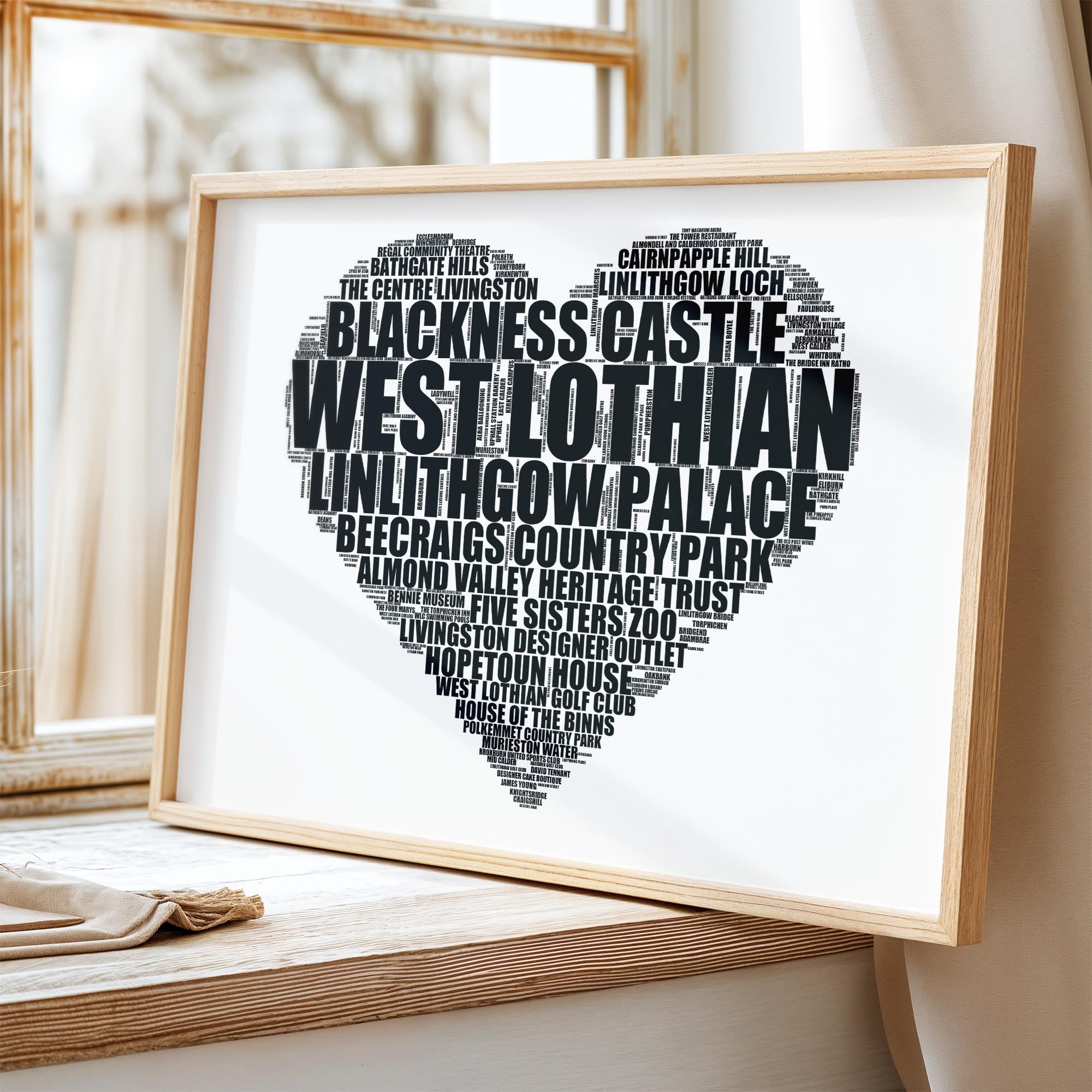 West Lothian - Premium Typographic Word Cloud Prints, Posters & Gifts