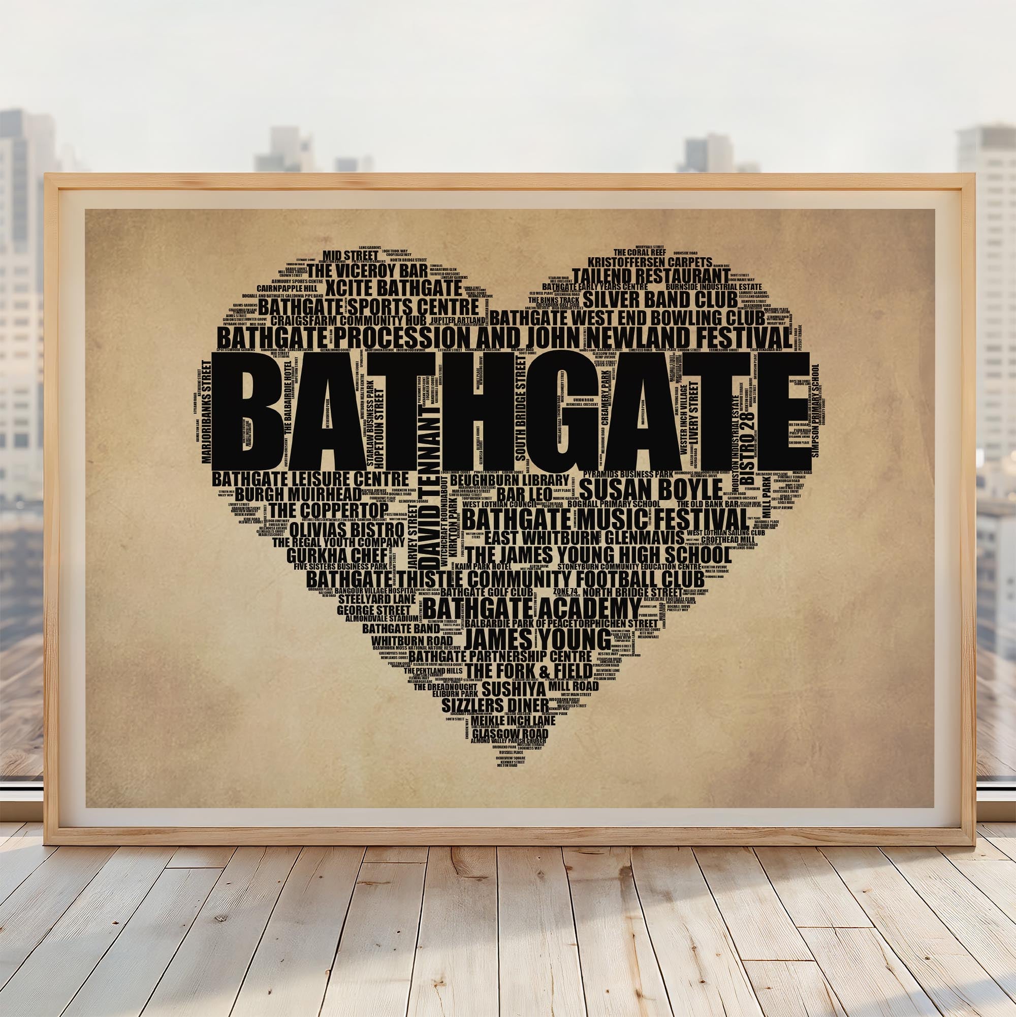 Bathgate - Premium Typographic Word Cloud Prints, Posters & Gifts