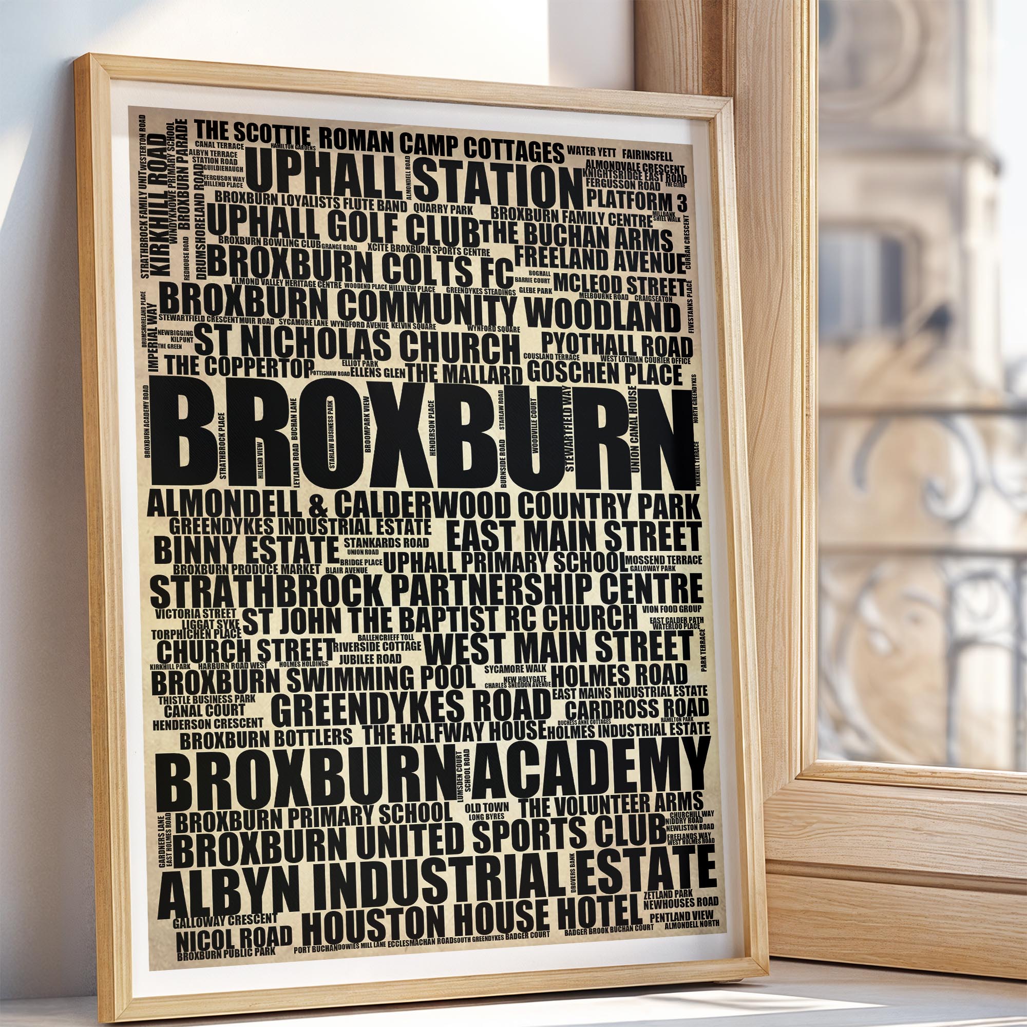 Broxburn - Premium Typographic Word Cloud Prints, Posters & Gifts