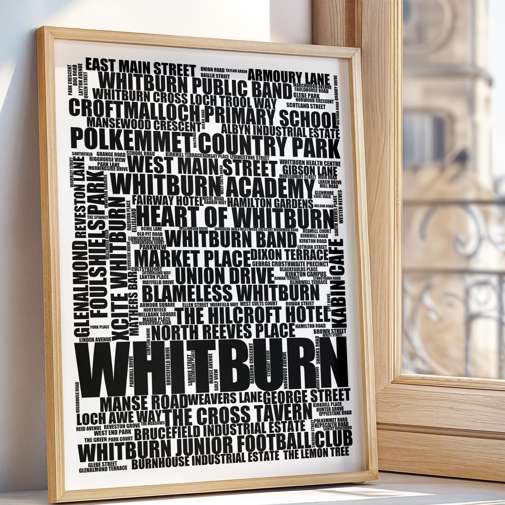 Whitburn - Premium Typographic Word Cloud Prints, Posters & Gifts