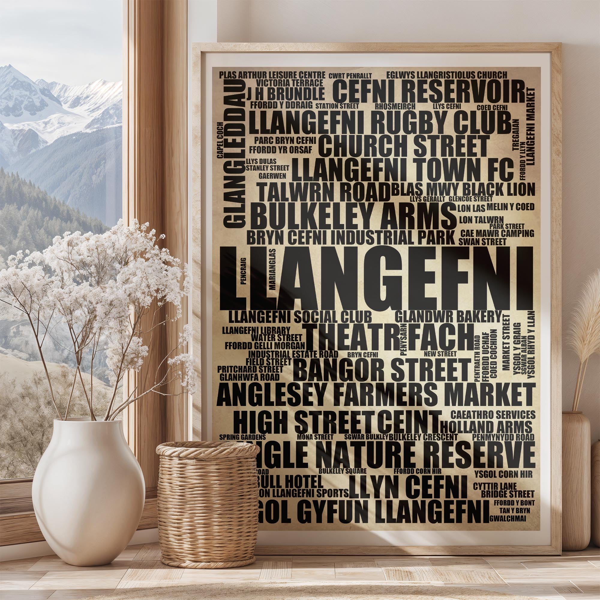 Llangefni - Premium Typographic Word Cloud Prints, Posters & Gifts