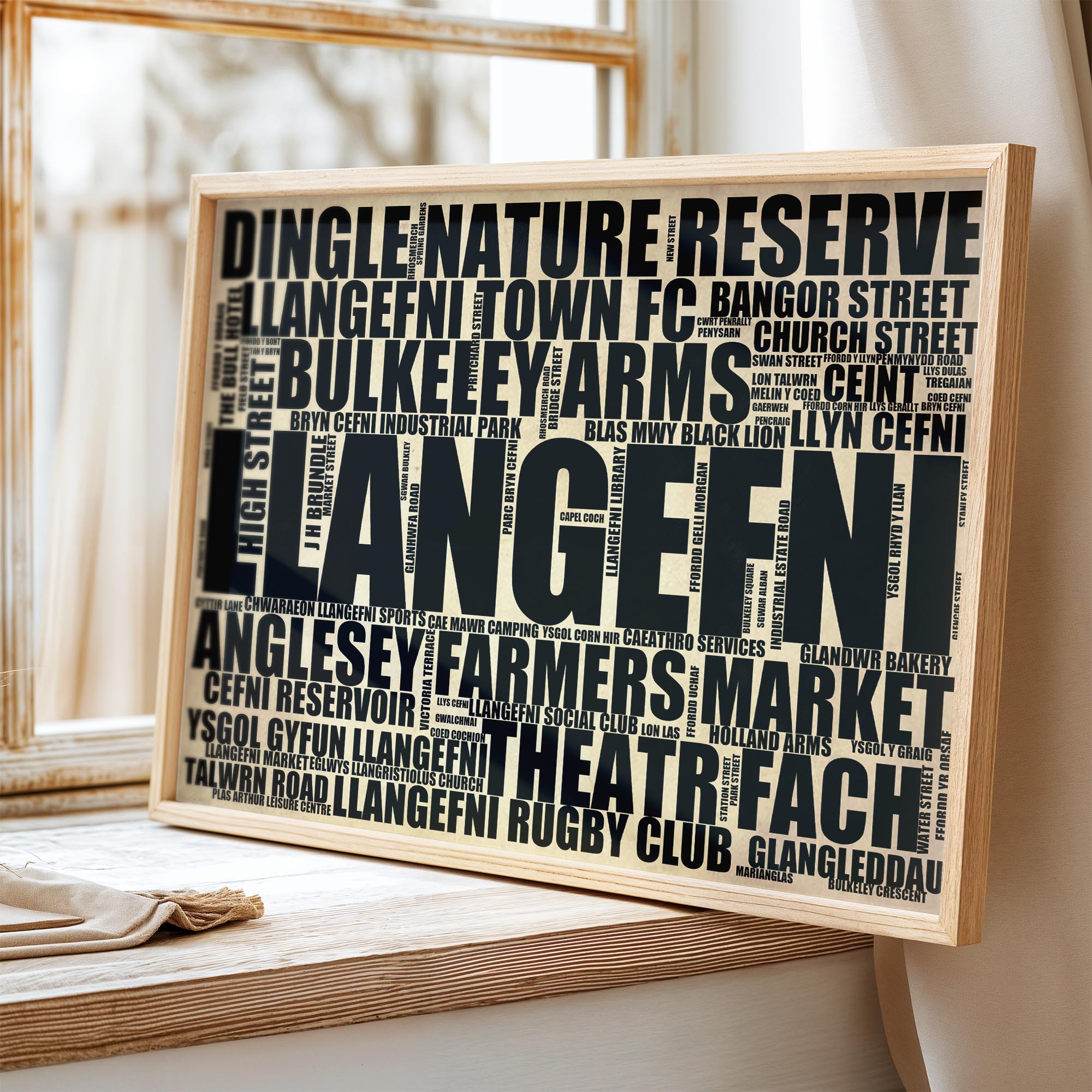 Llangefni - Premium Typographic Word Cloud Prints, Posters & Gifts