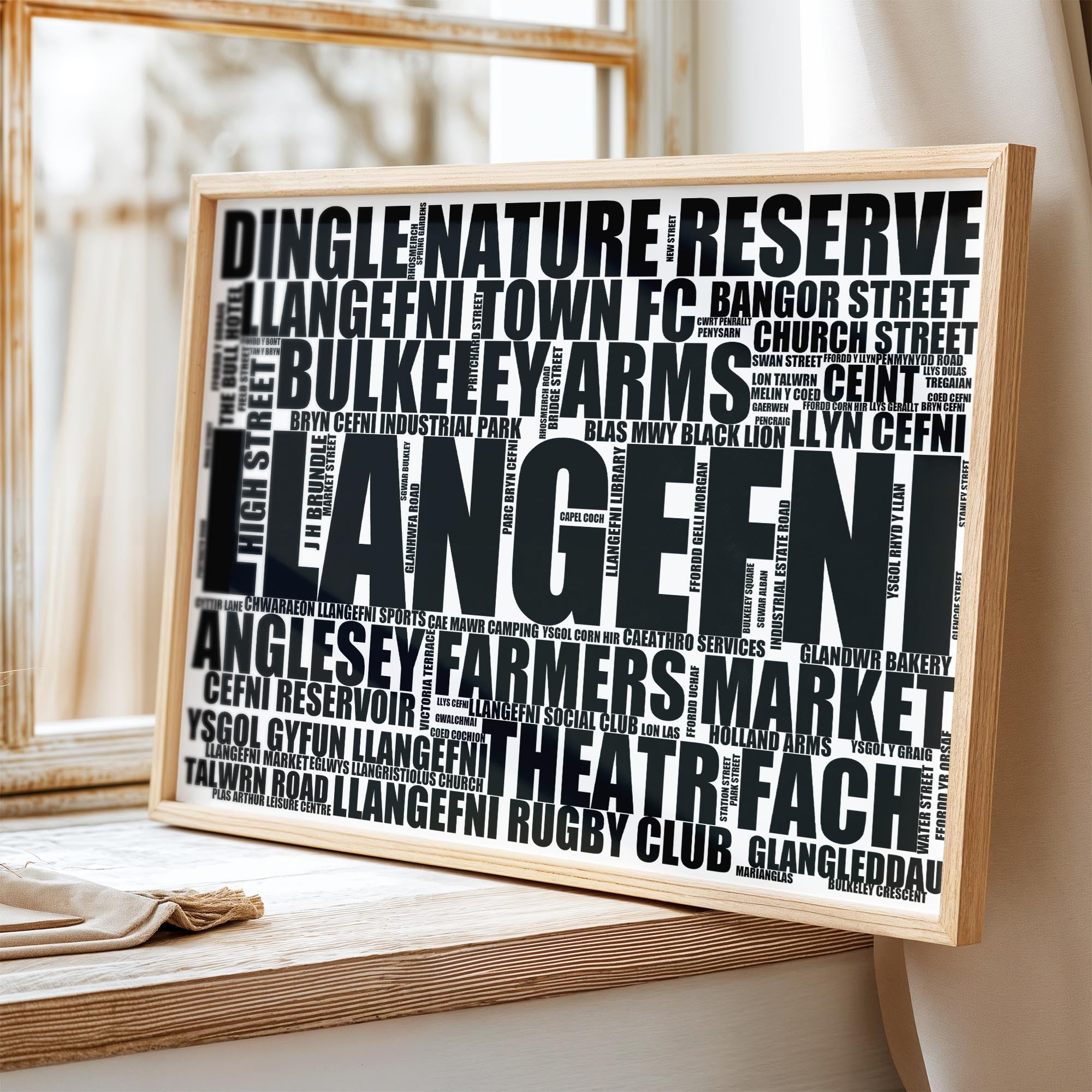 Llangefni - Premium Typographic Word Cloud Prints, Posters & Gifts