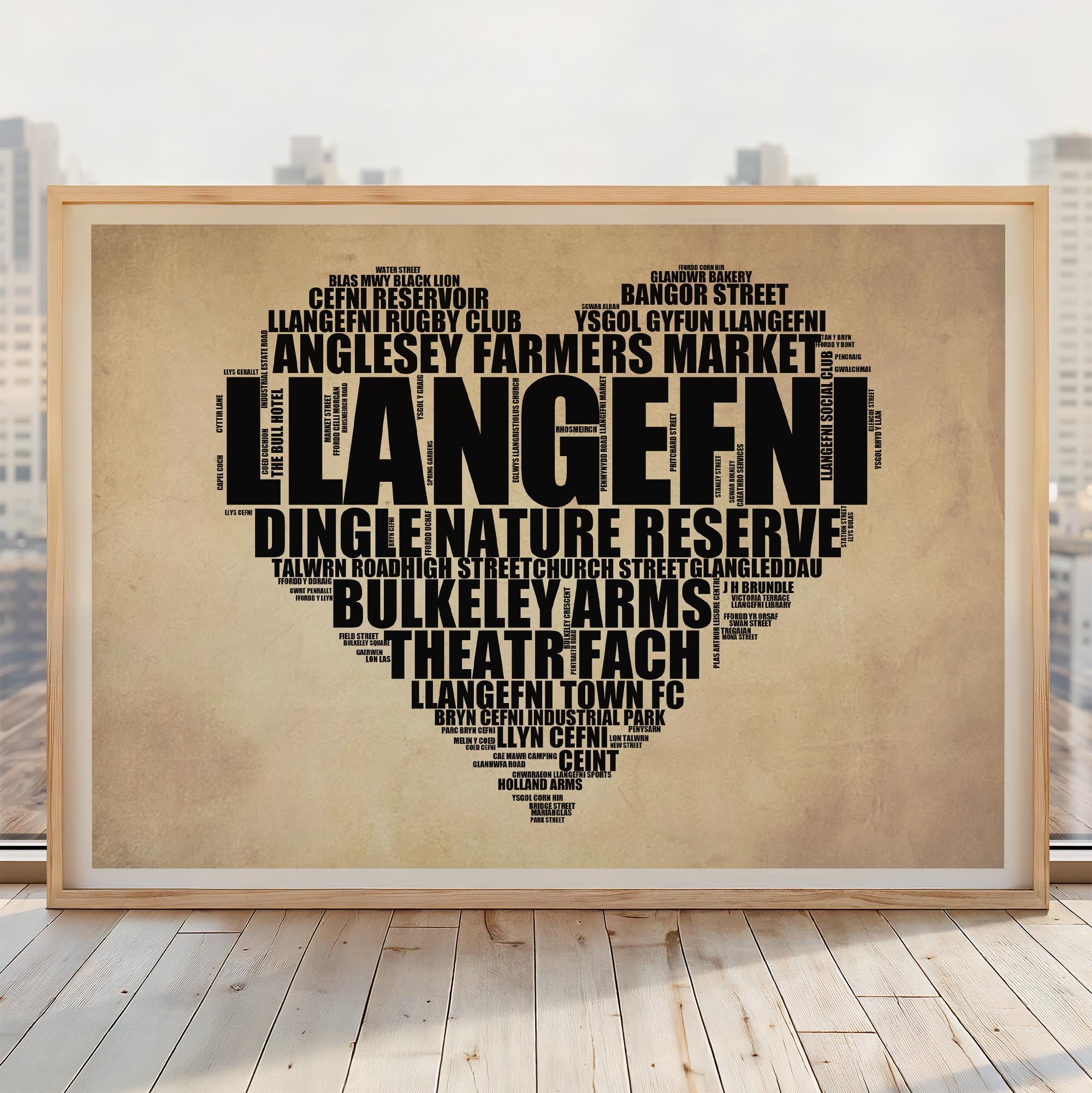 Llangefni - Premium Typographic Word Cloud Prints, Posters & Gifts