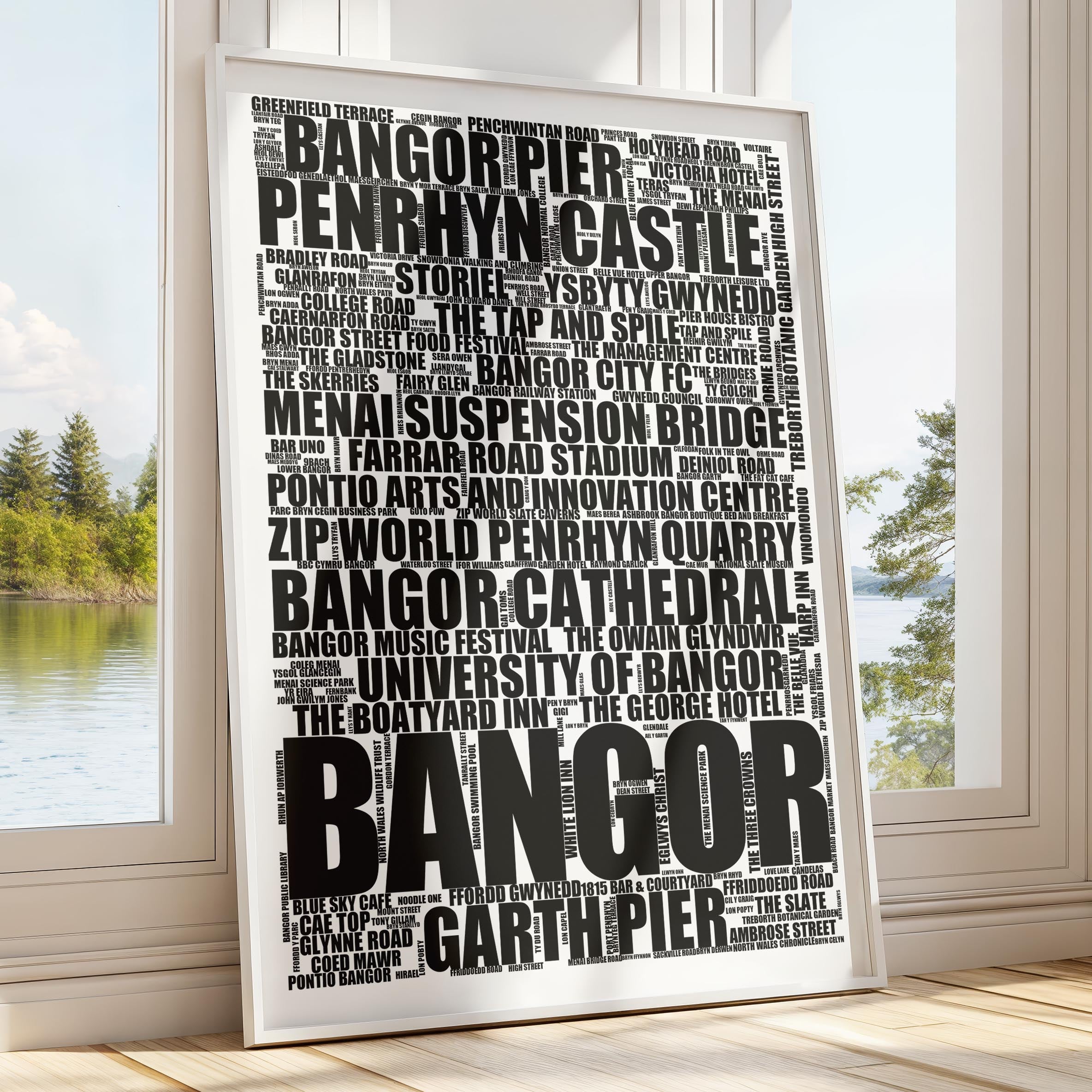 Bangor - Premium Typographic Word Cloud Prints, Posters & Gifts