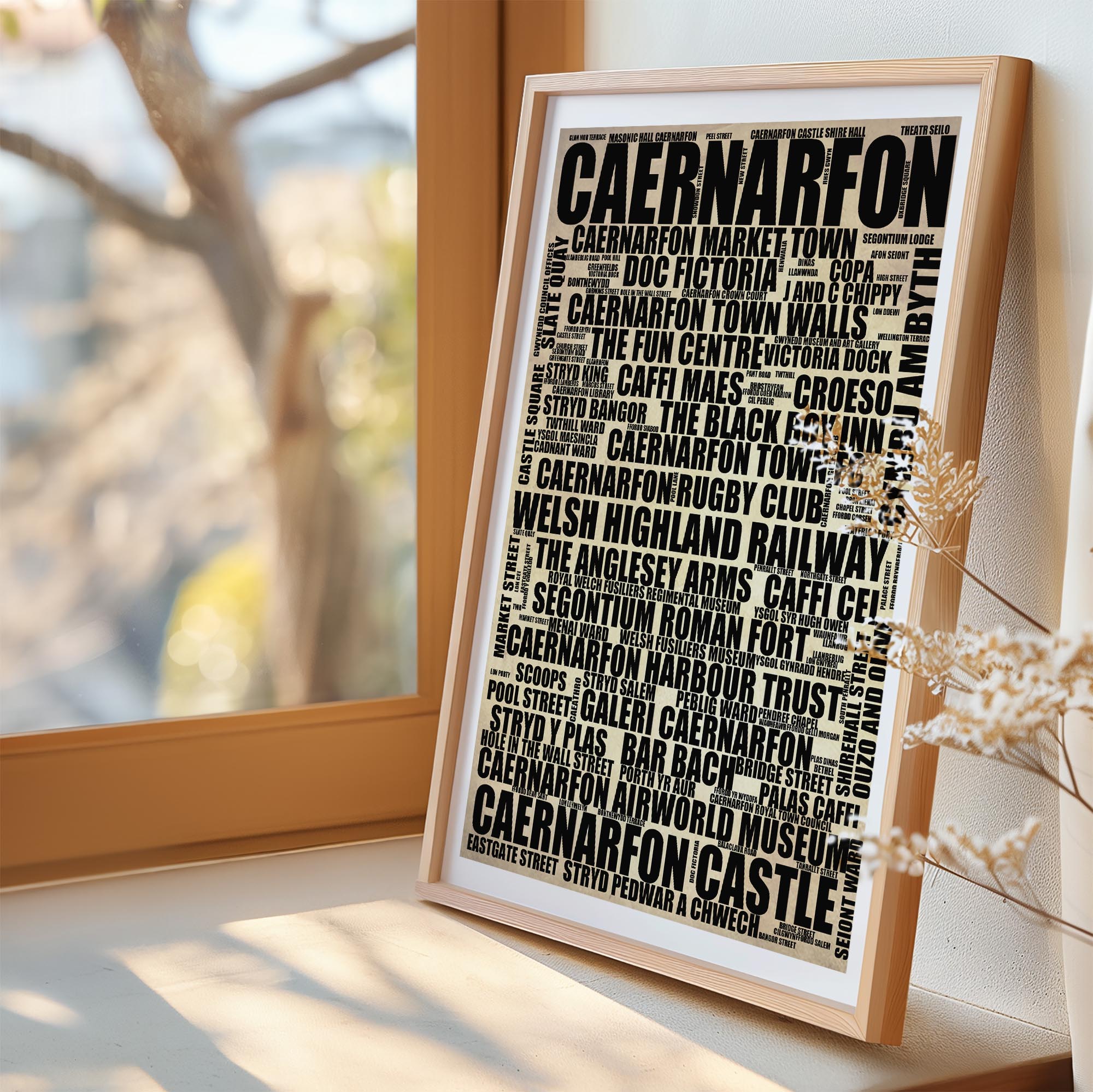 Caernarfon - Premium Typographic Word Cloud Prints, Posters & Gifts