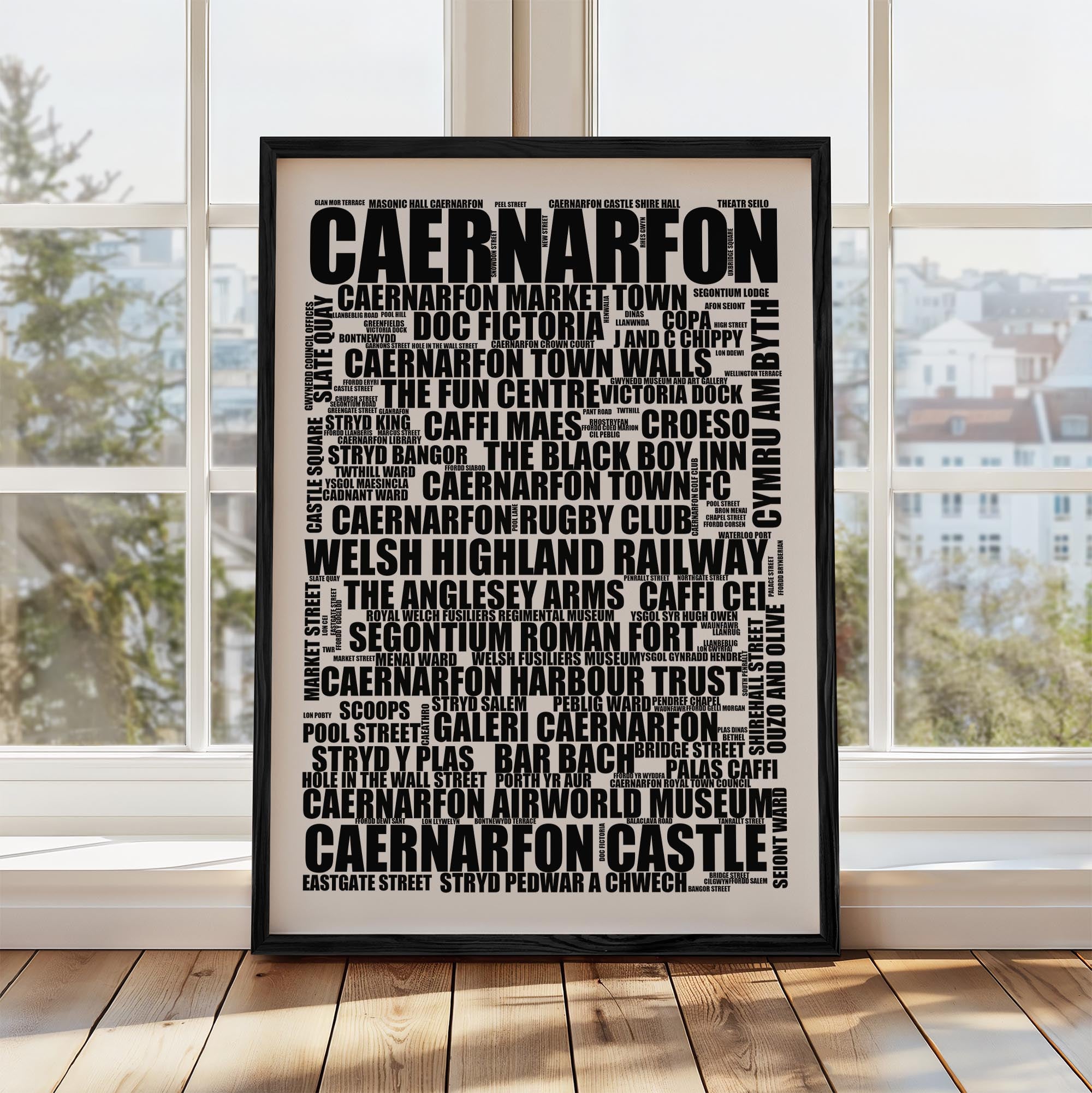 Caernarfon - Premium Typographic Word Cloud Prints, Posters & Gifts