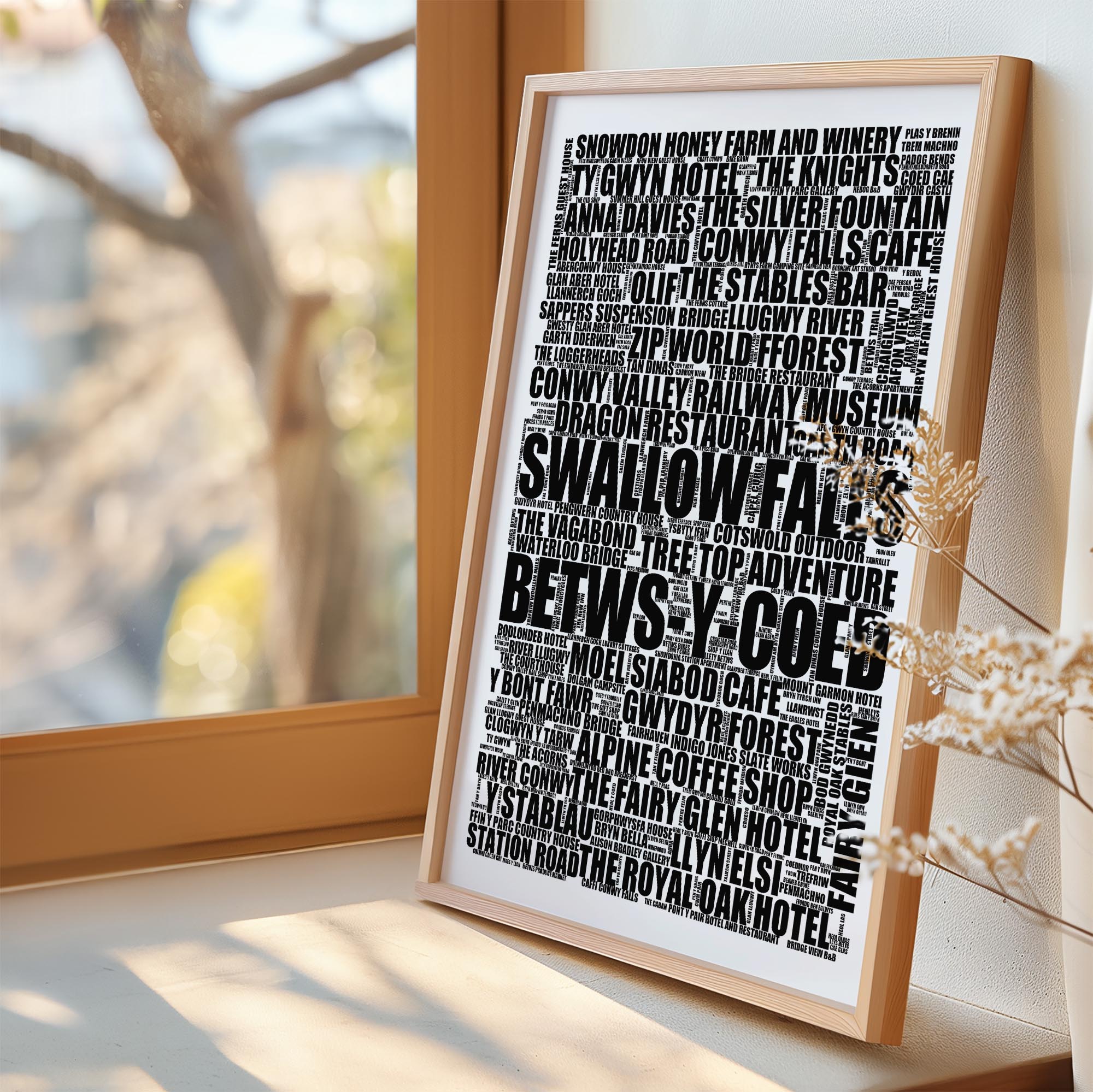 Betws-y-Coed - Premium Typographic Word Cloud Prints, Posters & Gifts