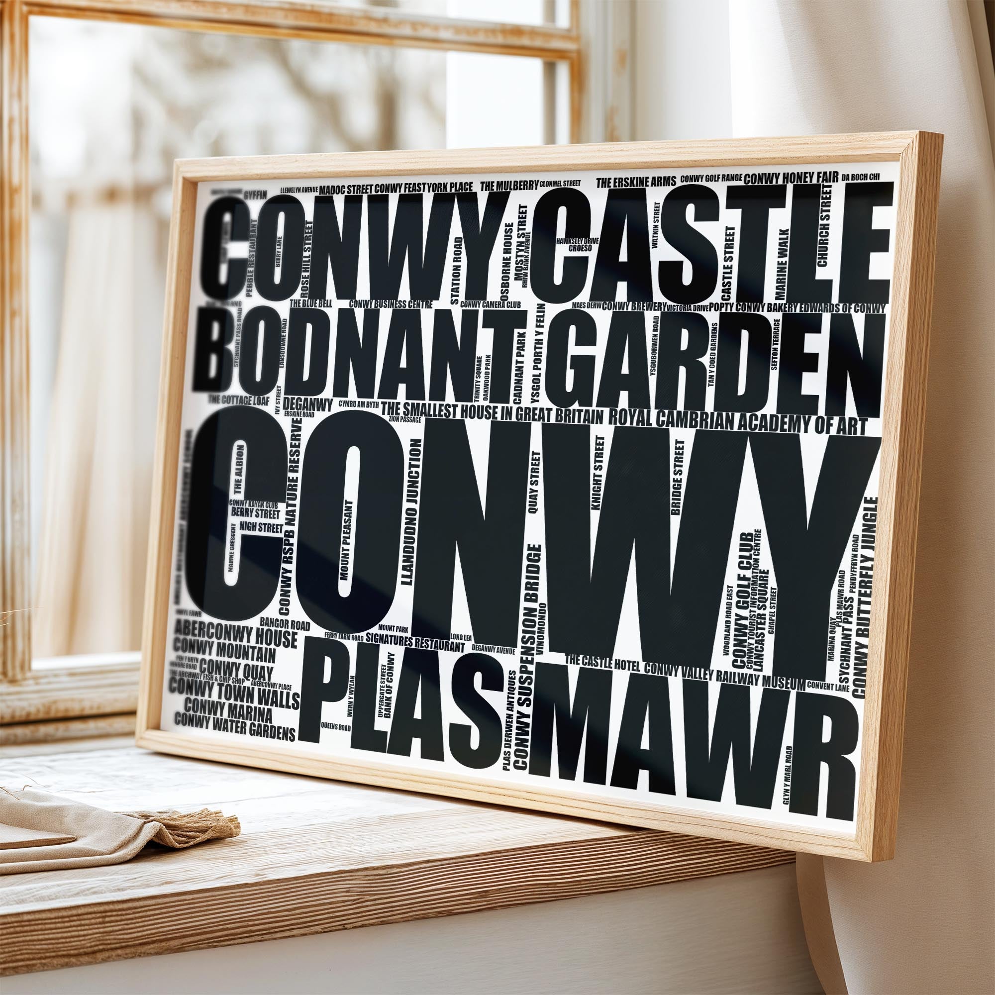 Conwy - Premium Typographic Word Cloud Prints, Posters & Gifts