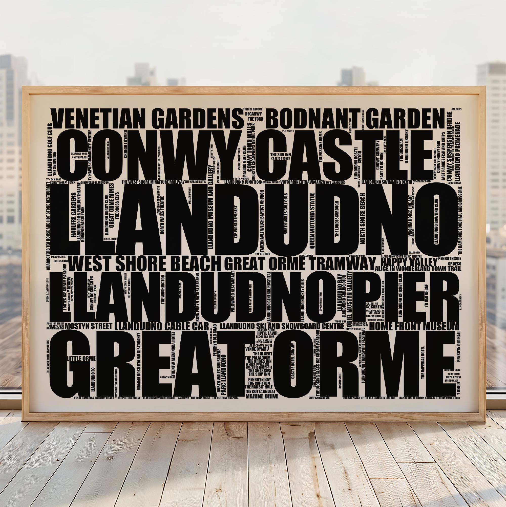 Llandudno - Premium Typographic Word Cloud Prints, Posters & Gifts