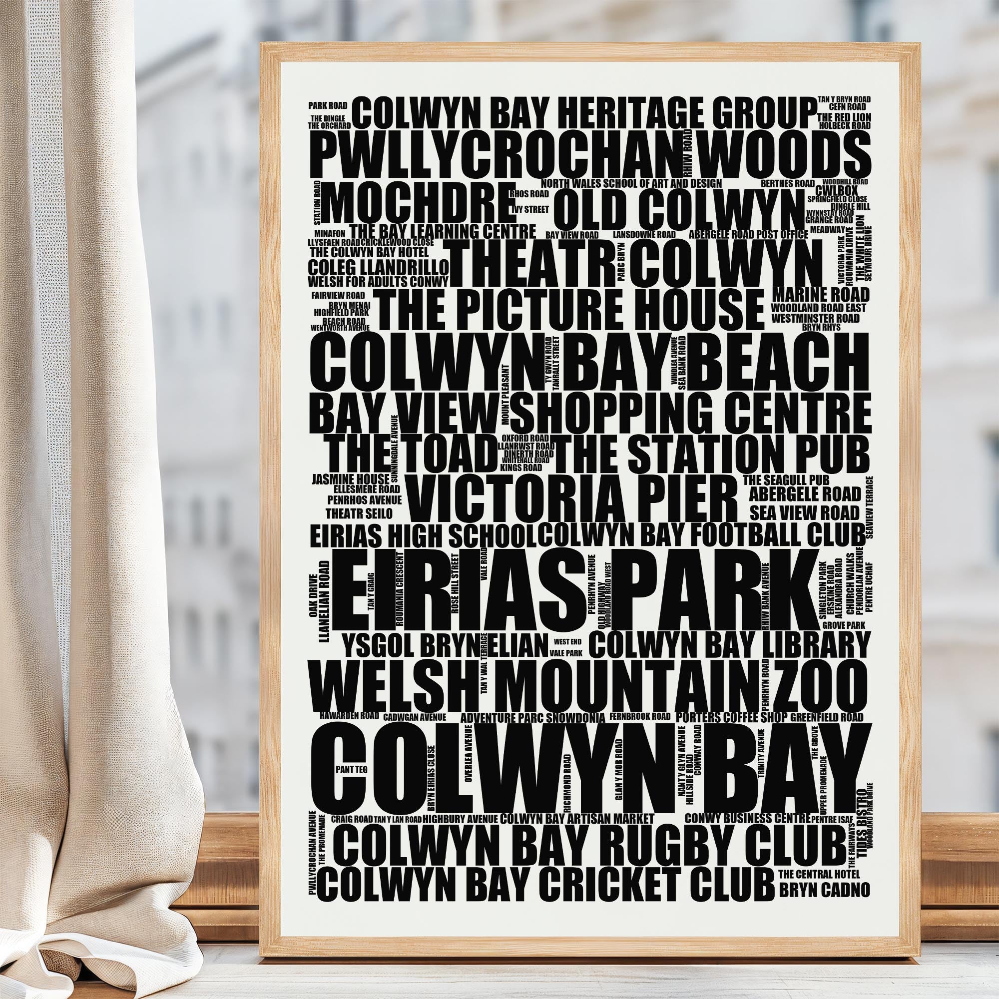 Colwyn Bay - Premium Typographic Word Cloud Prints, Posters & Gifts