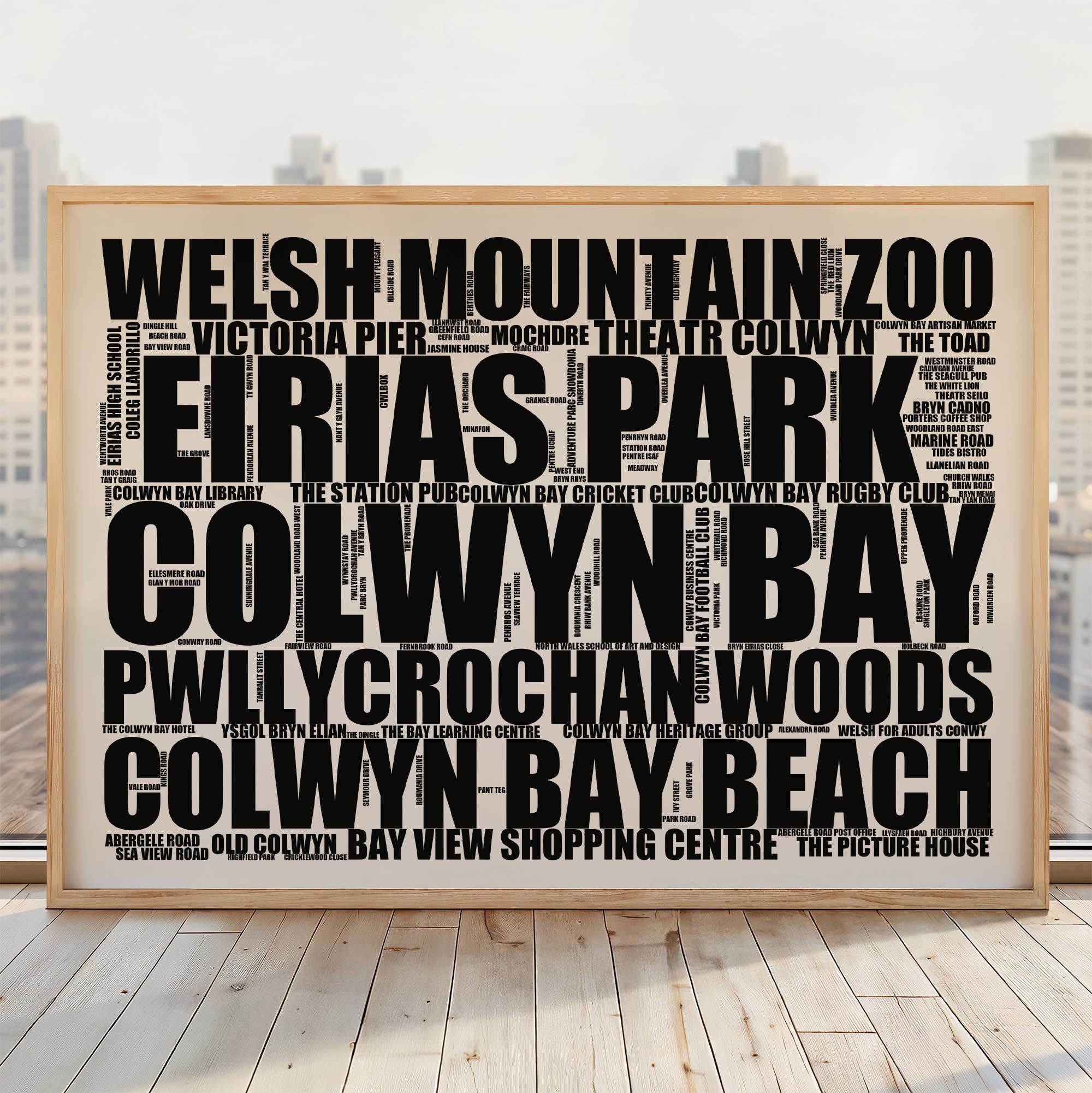 Colwyn Bay - Premium Typographic Word Cloud Prints, Posters & Gifts