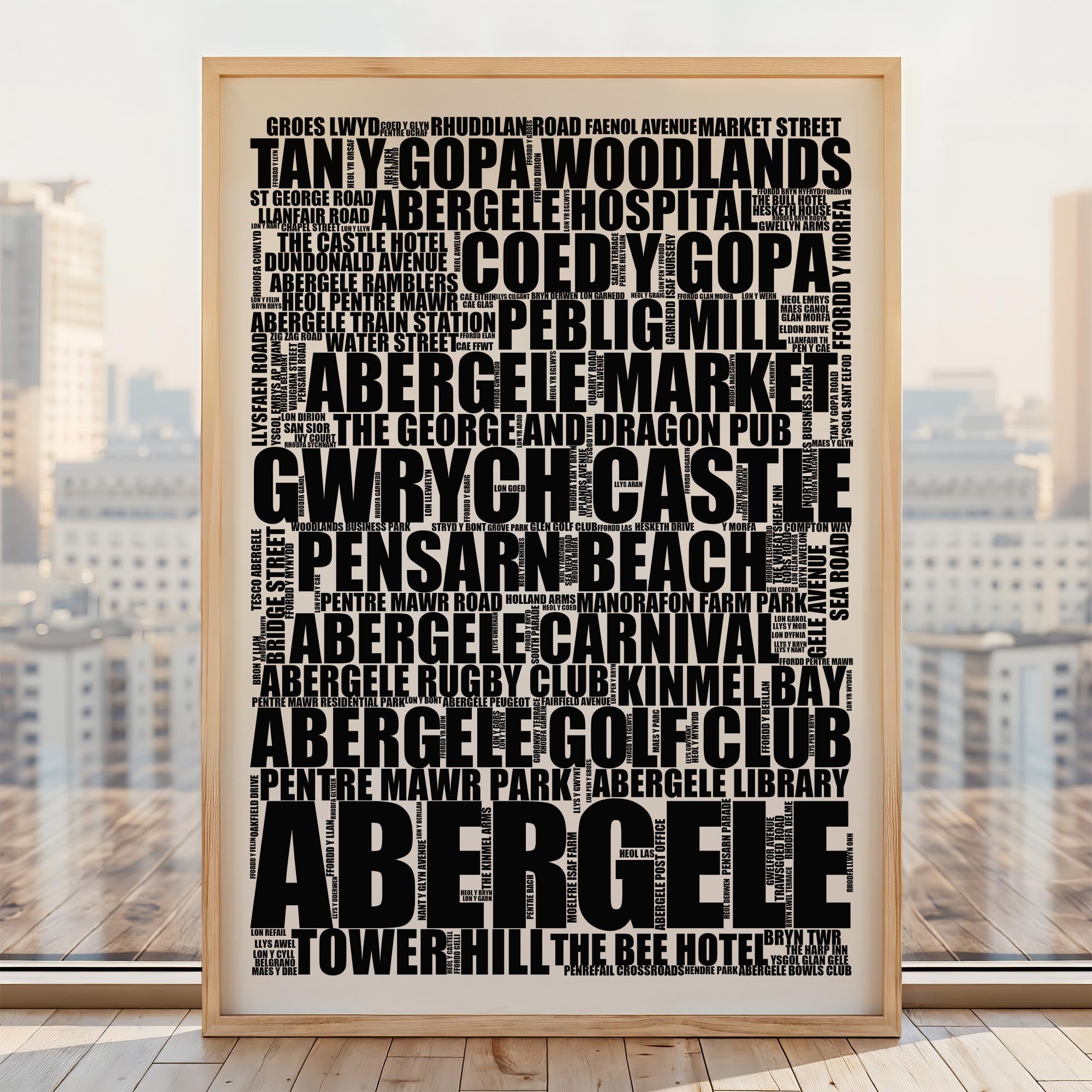 Abergele - Premium Typographic Word Cloud Prints, Posters & Gifts