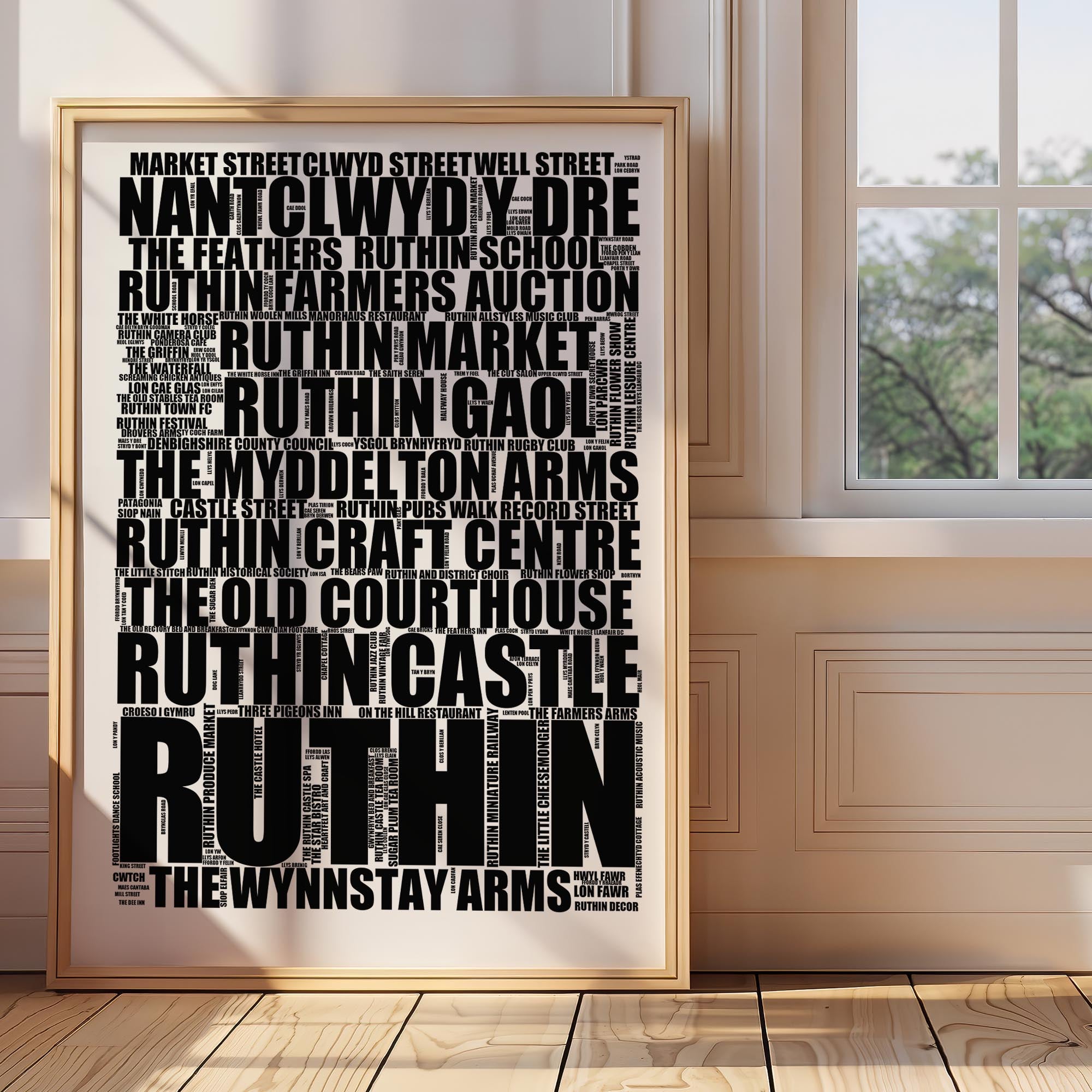 Ruthin - Premium Typographic Word Cloud Prints, Posters & Gifts