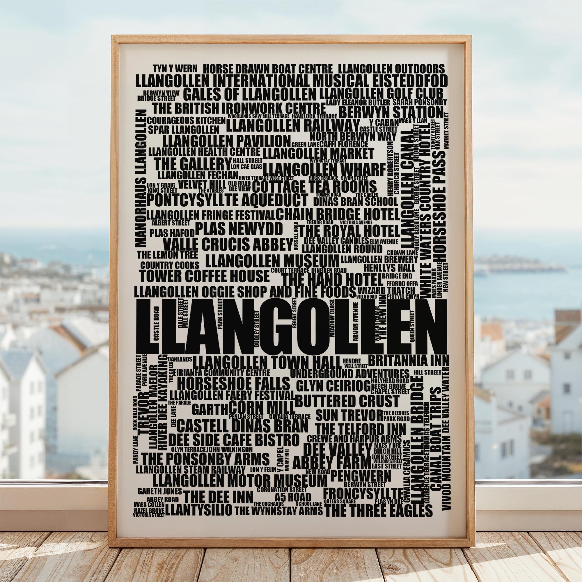 Llangollen - Premium Typographic Word Cloud Prints, Posters & Gifts