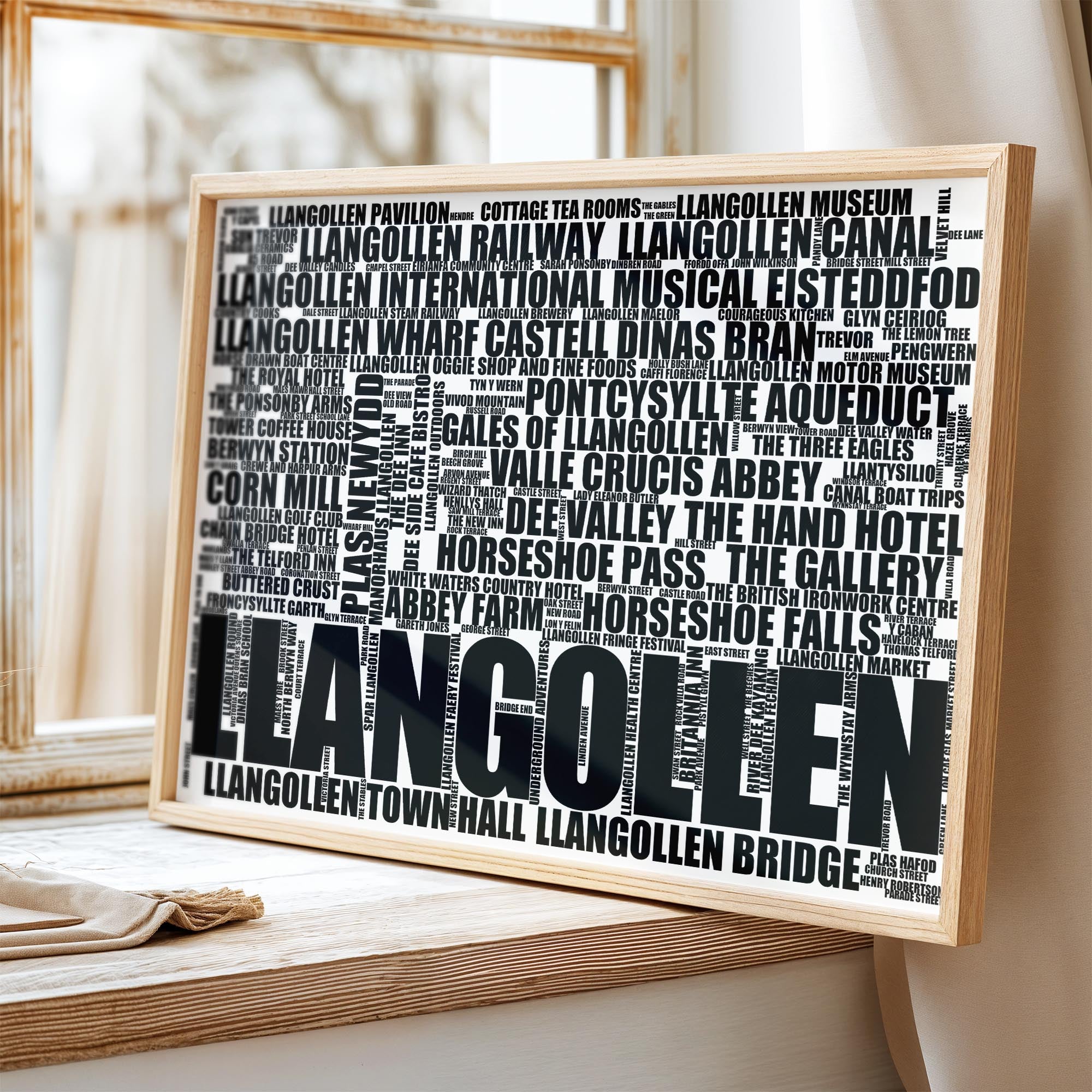 Llangollen - Premium Typographic Word Cloud Prints, Posters & Gifts