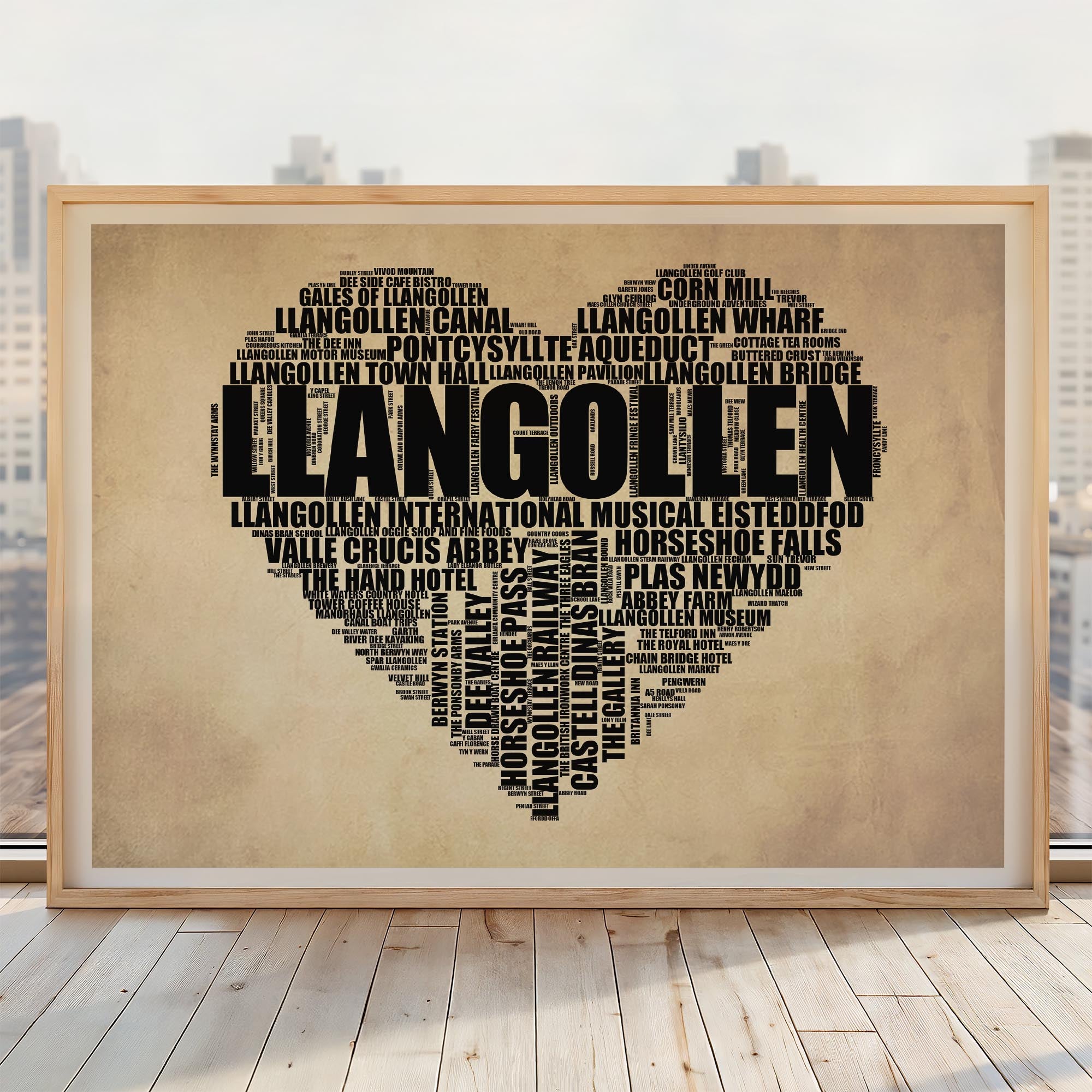 Llangollen - Premium Typographic Word Cloud Prints, Posters & Gifts