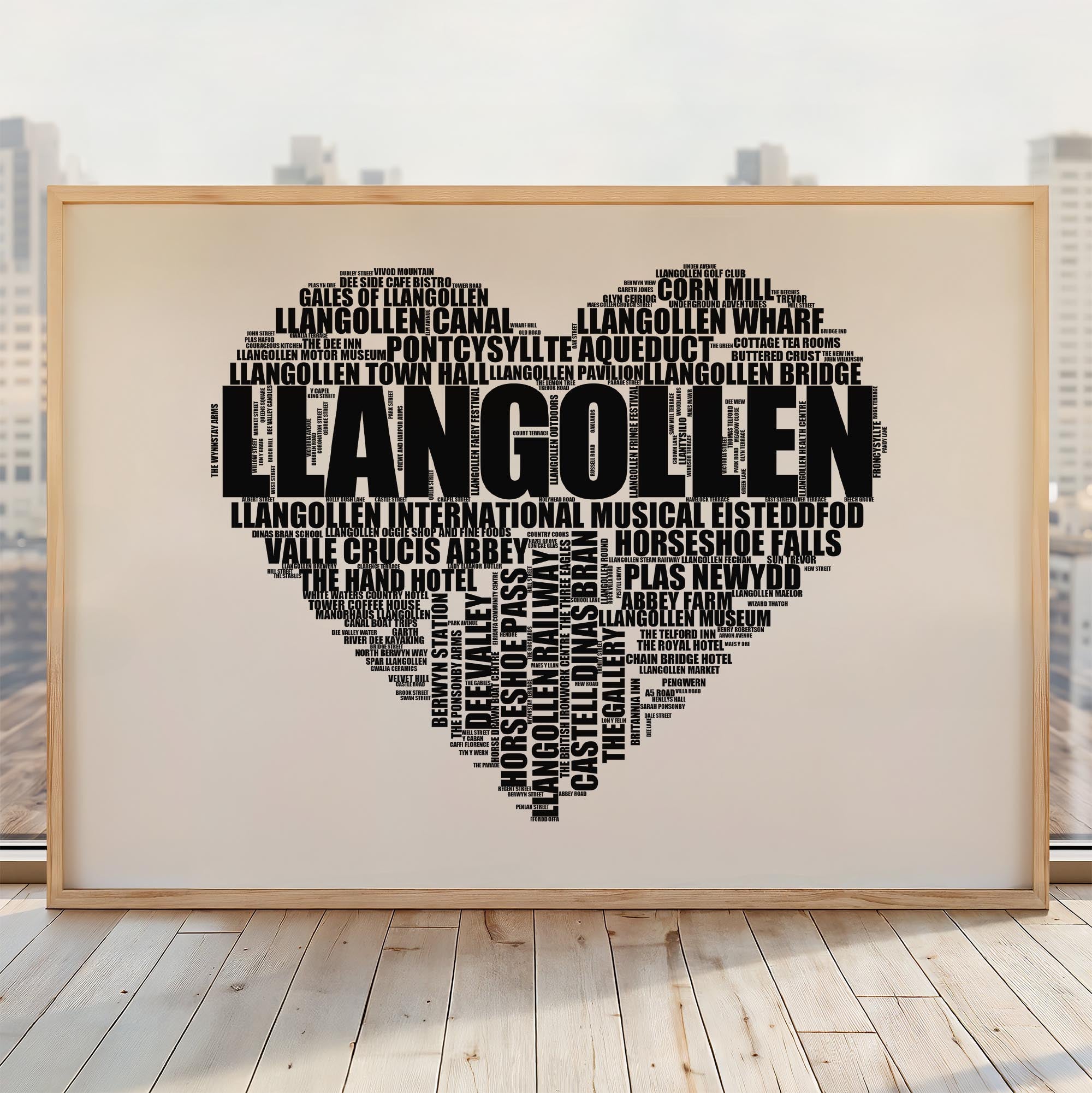 Llangollen - Premium Typographic Word Cloud Prints, Posters & Gifts