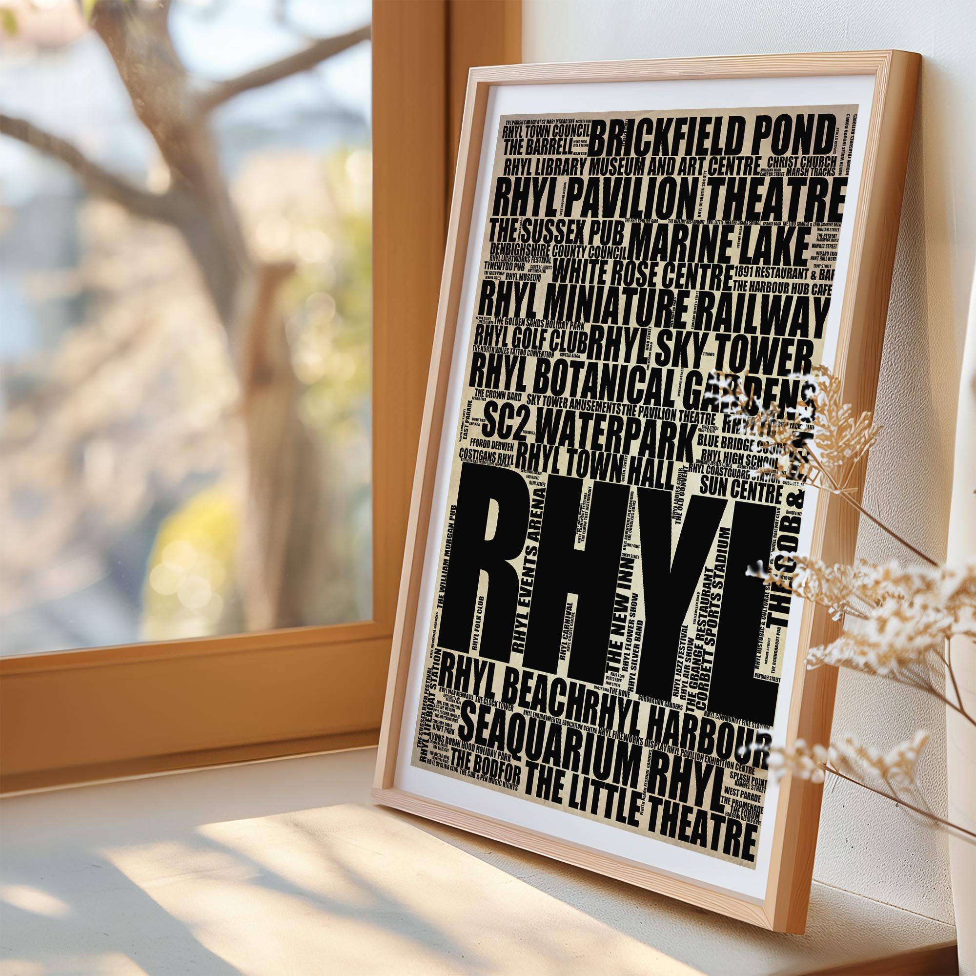 Rhyl - Premium Typographic Word Cloud Prints, Posters & Gifts