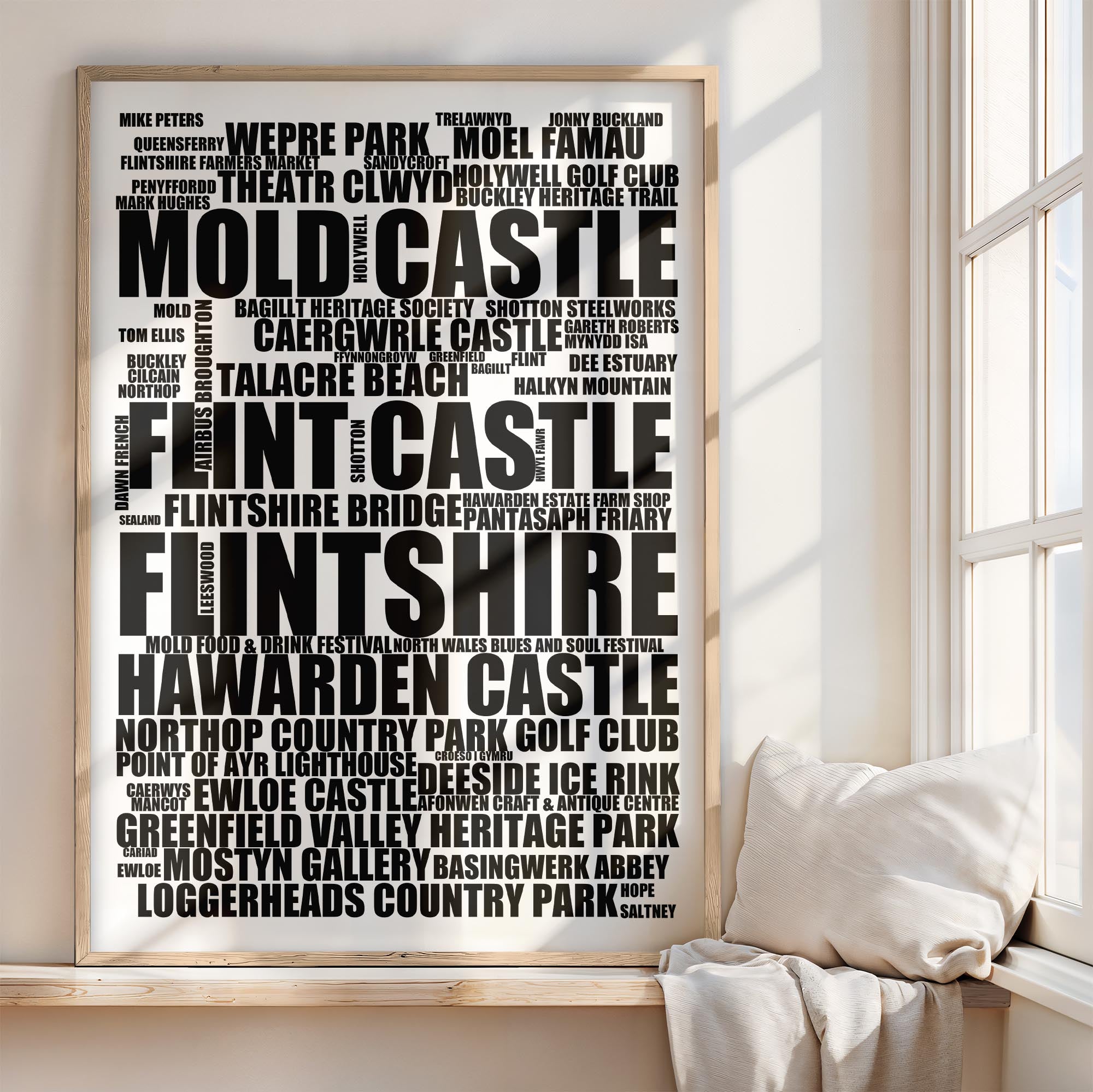 Flintshire - Premium Typographic Word Cloud Prints, Posters & Gifts