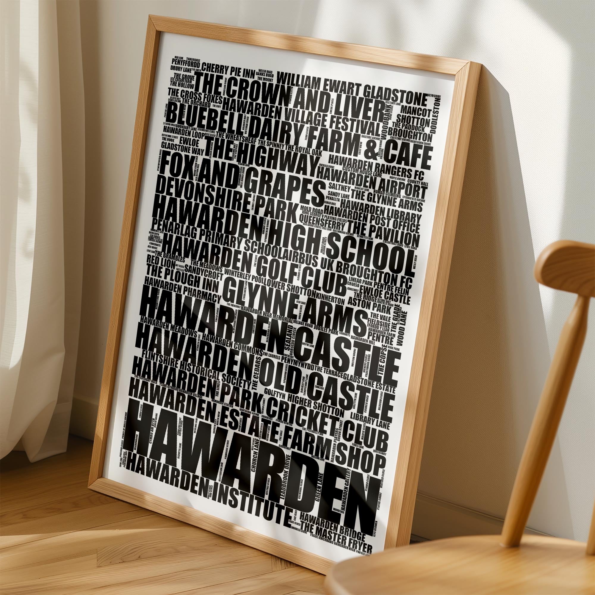 Hawarden - Premium Typographic Word Cloud Prints, Posters & Gifts