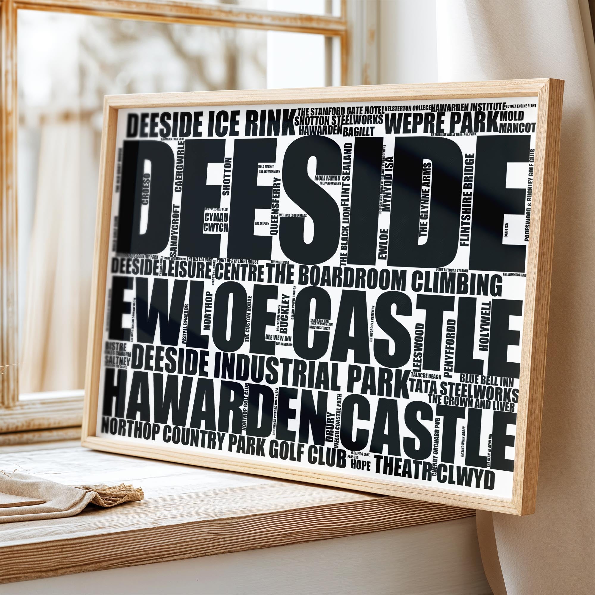 Deeside - Premium Typographic Word Cloud Prints, Posters & Gifts