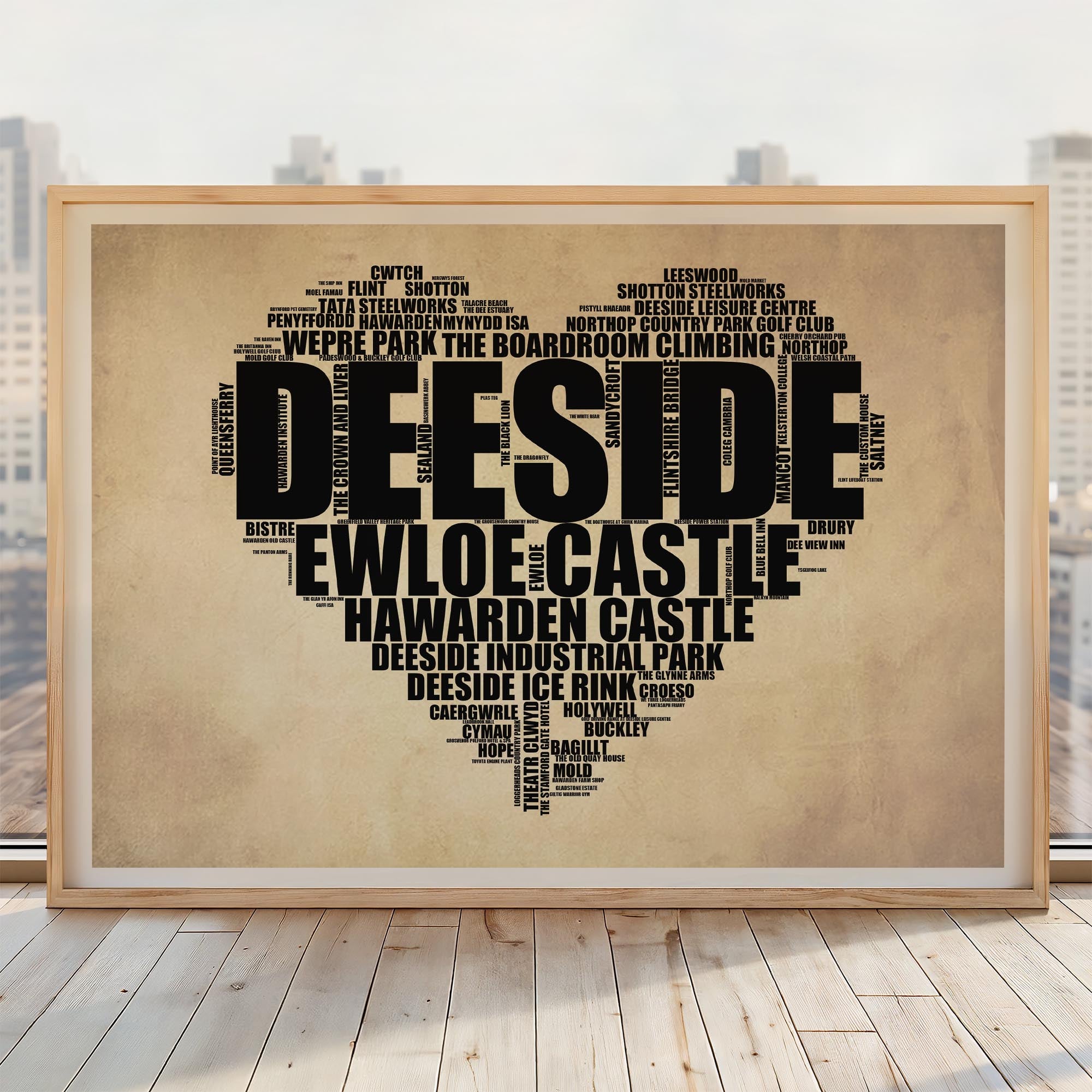 Deeside - Premium Typographic Word Cloud Prints, Posters & Gifts