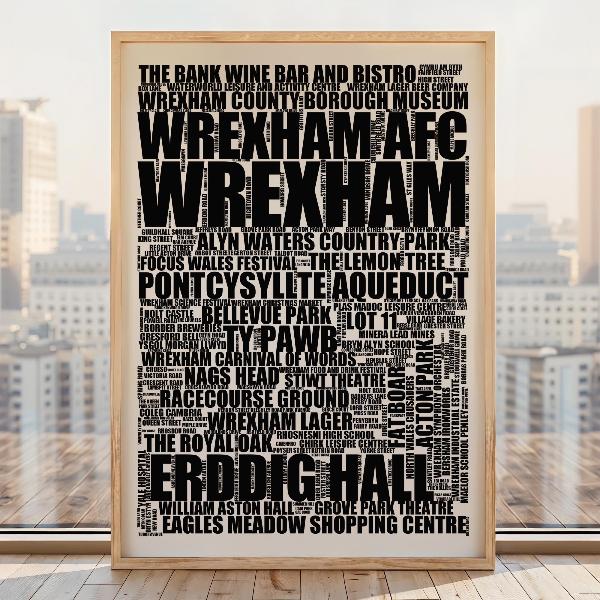 Wrexham - Premium Typographic Word Cloud Prints, Posters & Gifts