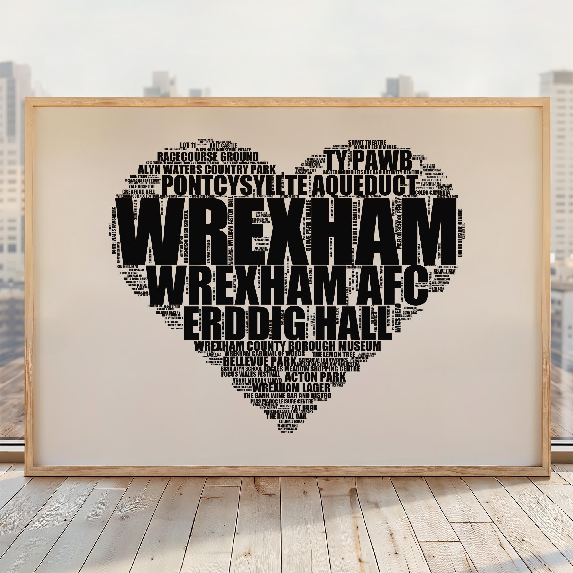 Wrexham - Premium Typographic Word Cloud Prints, Posters & Gifts