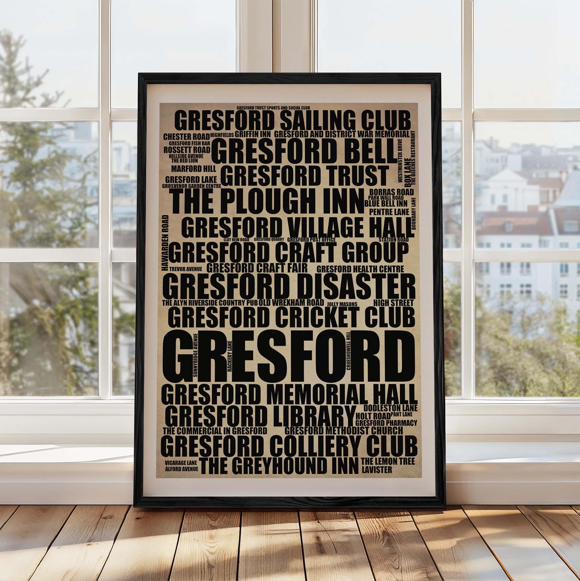 Gresford - Premium Typographic Word Cloud Prints, Posters & Gifts