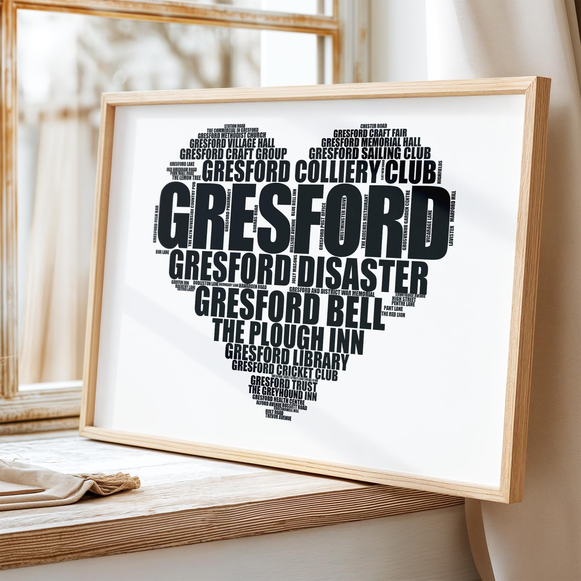 Gresford - Premium Typographic Word Cloud Prints, Posters & Gifts