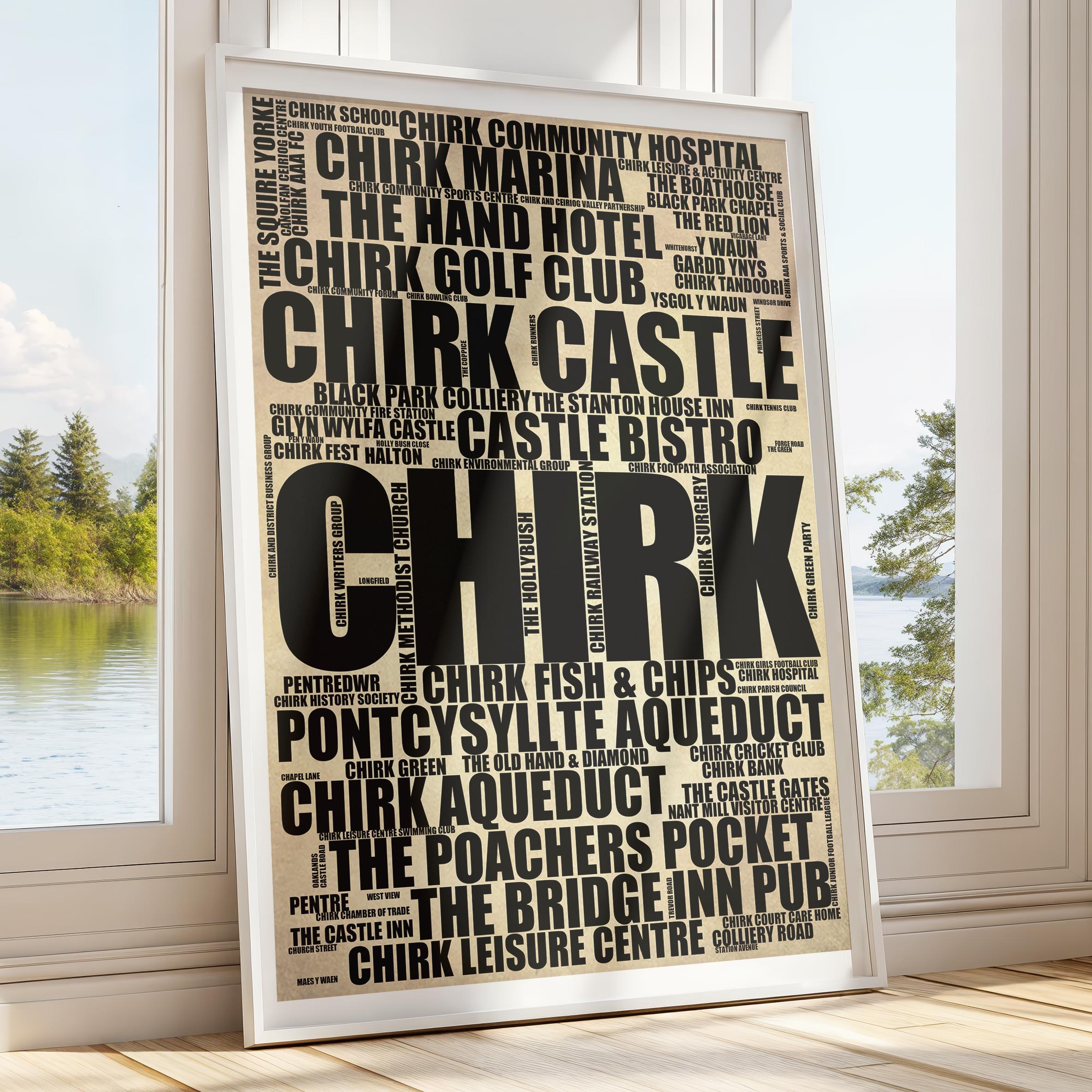 Chirk - Premium Typographic Word Cloud Prints, Posters & Gifts