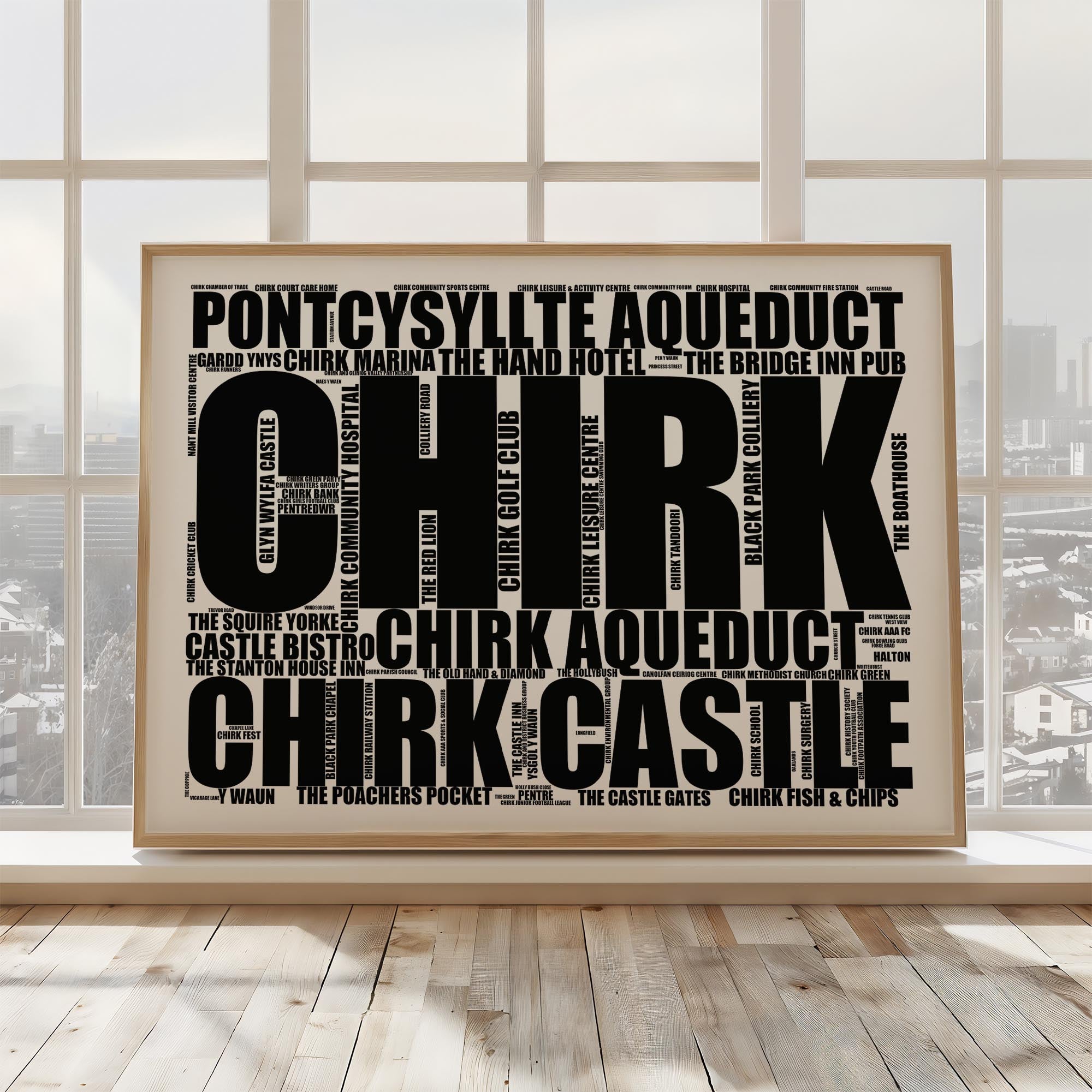 Chirk - Premium Typographic Word Cloud Prints, Posters & Gifts