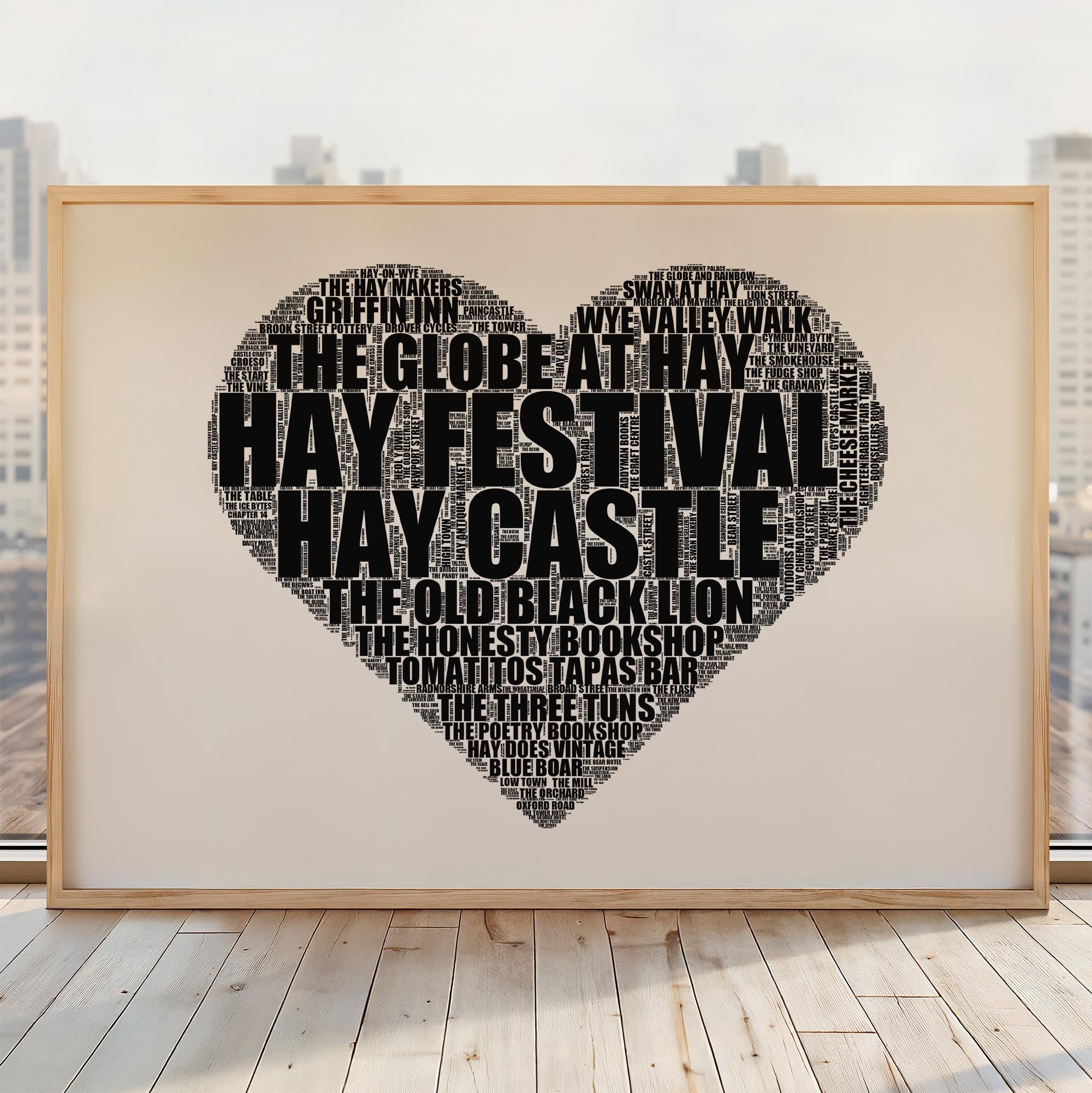 Hay-on-Wye - Premium Typographic Word Cloud Prints, Posters & Gifts