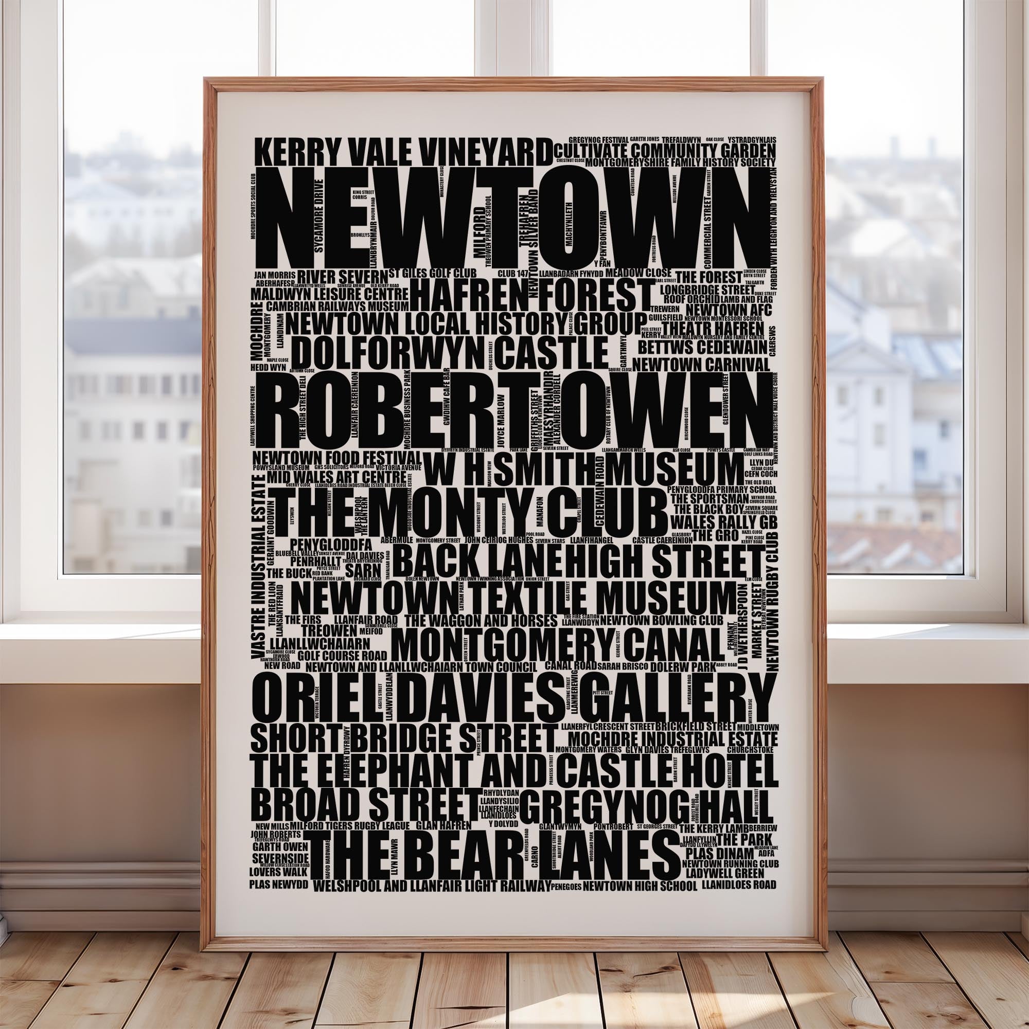 Newtown - Premium Typographic Word Cloud Prints, Posters & Gifts