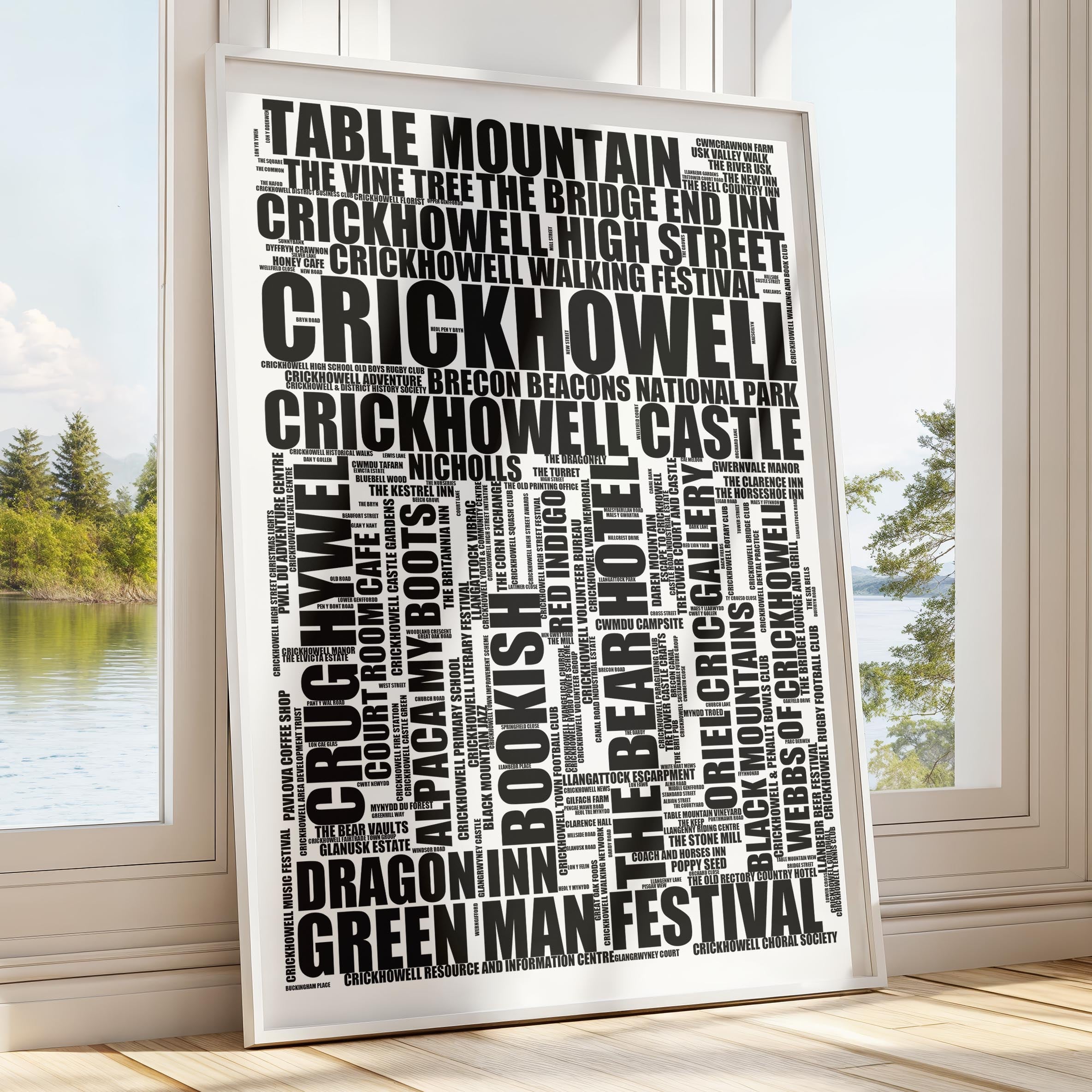 Crickhowell - Premium Typographic Word Cloud Prints, Posters & Gifts