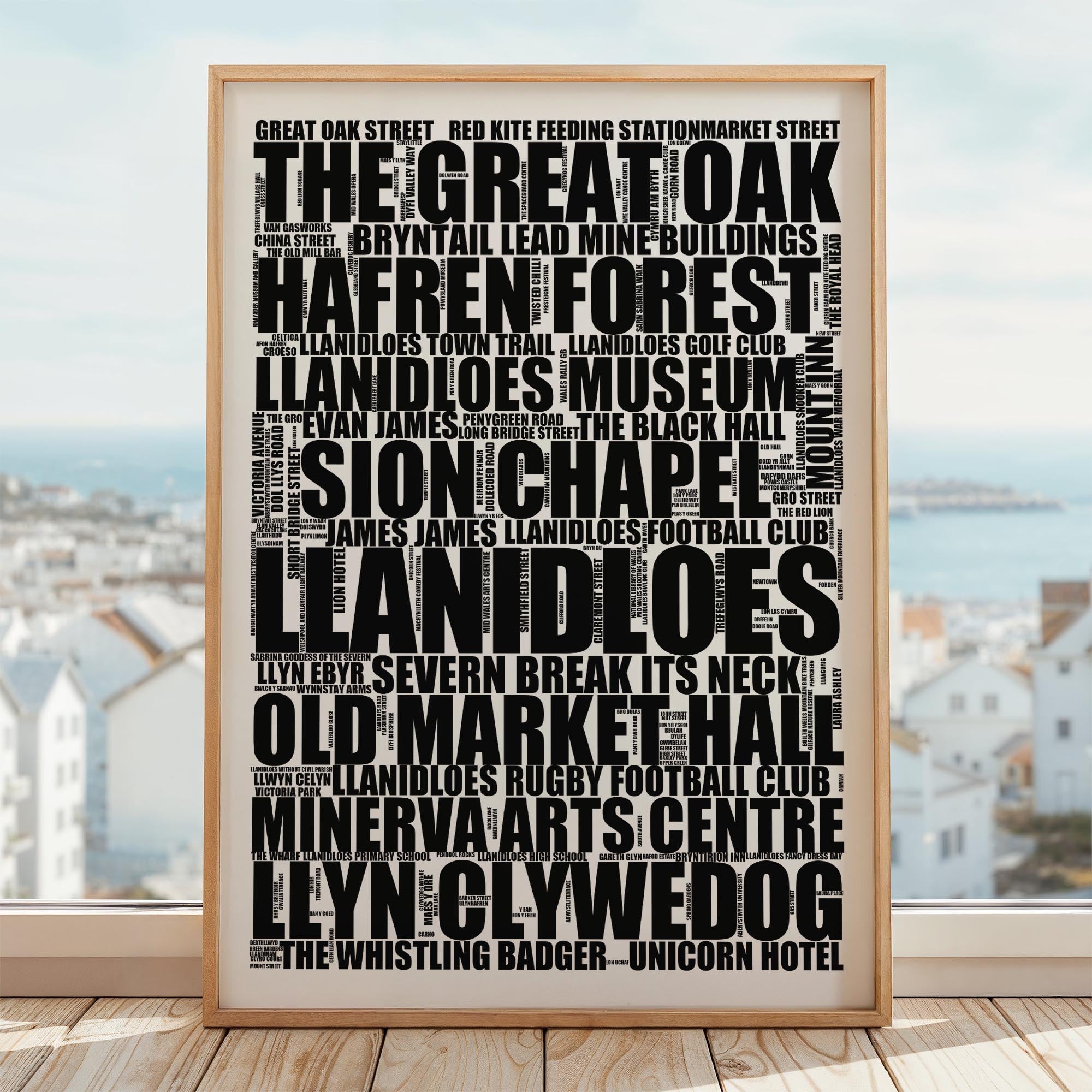 Llanidloes - Premium Typographic Word Cloud Prints, Posters & Gifts